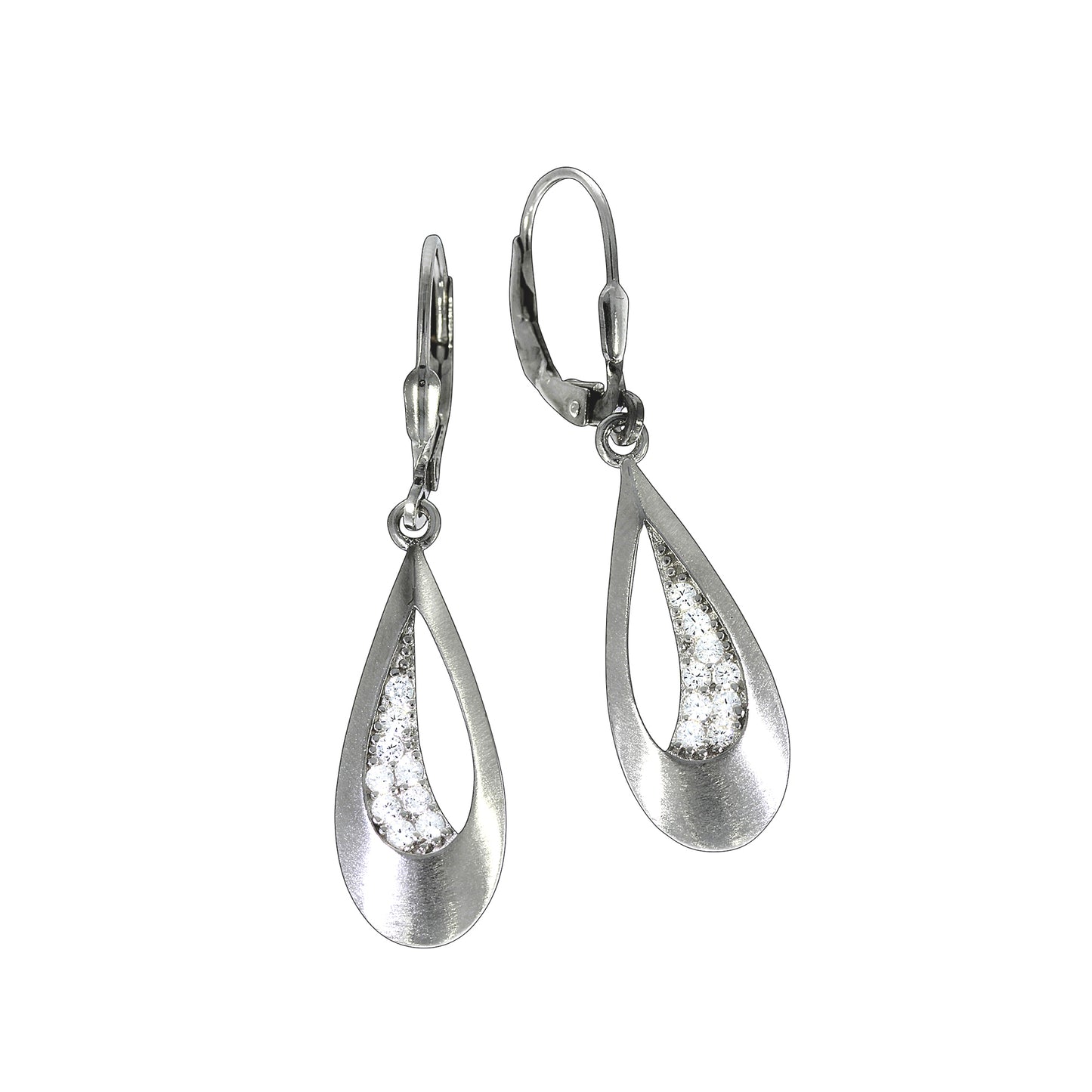 Ohrhänger 925/- Sterling Silber rhodiniert 3,9cm Zirkonia