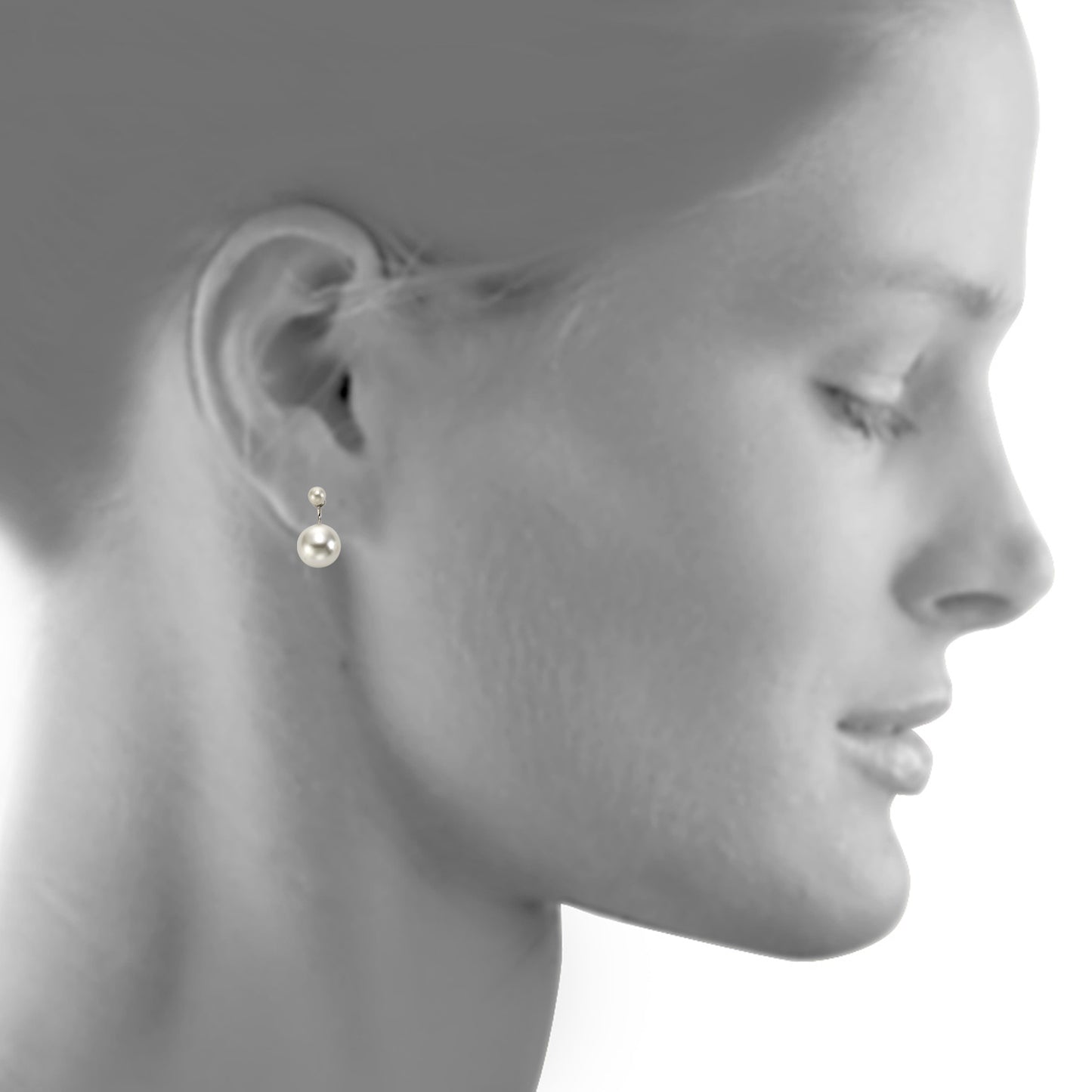 Ohrstecker 925/- Sterling Silber rhodiniert 2,0 cm Perle