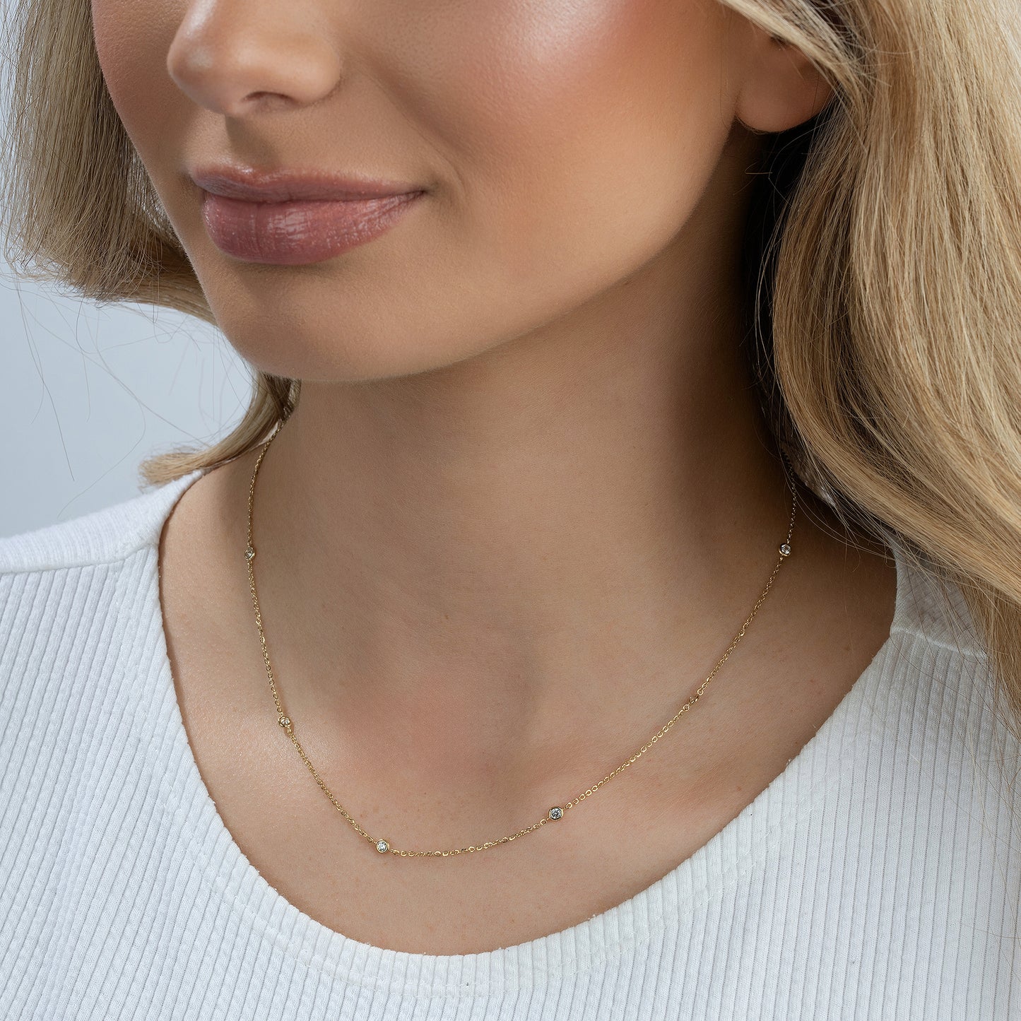 Collier Ankerkette 375/- Gold vergoldet 45,0cm Zirkonia
