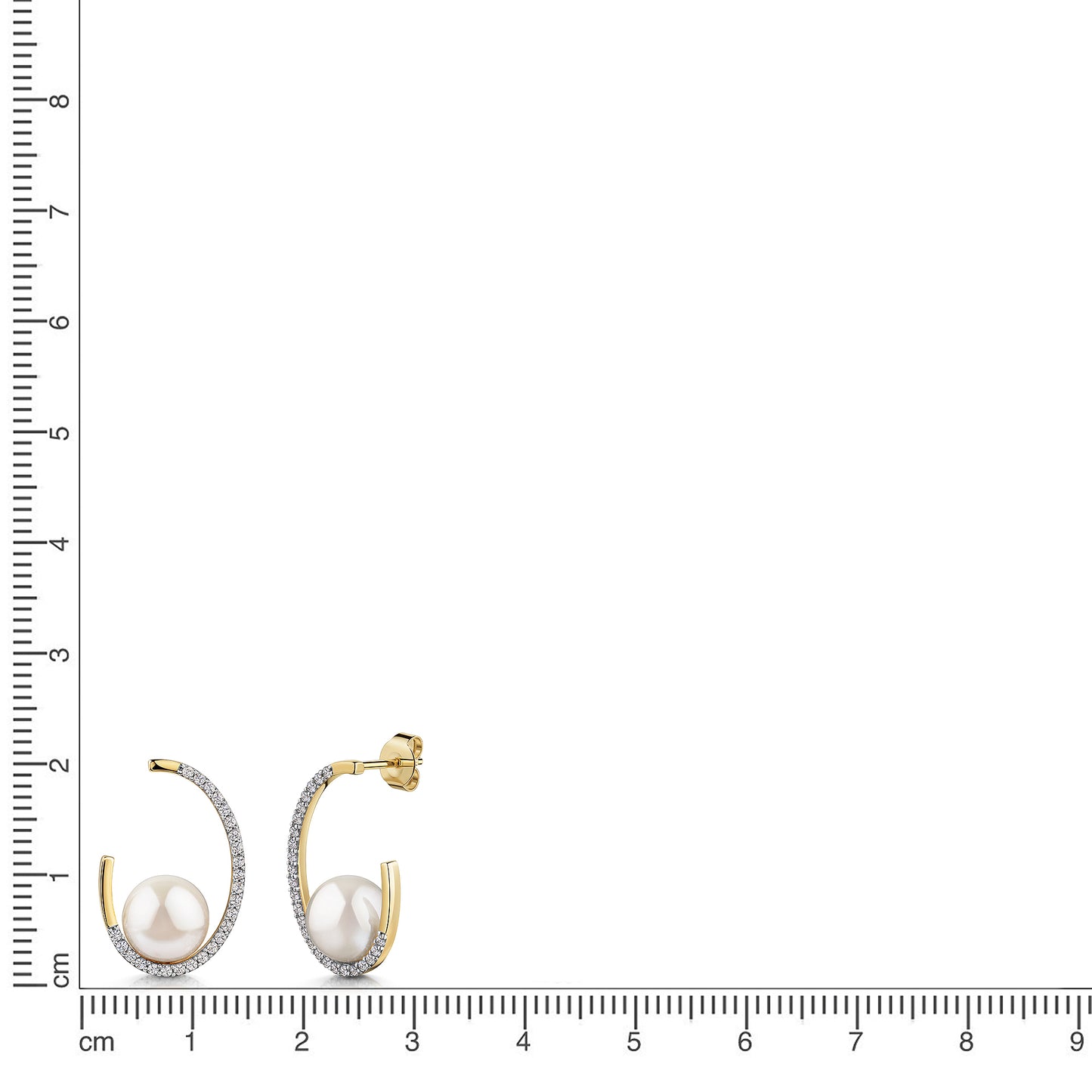 Ohrstecker 585/- Gold rhodiniert (teil) 2,3cm Weißtopas