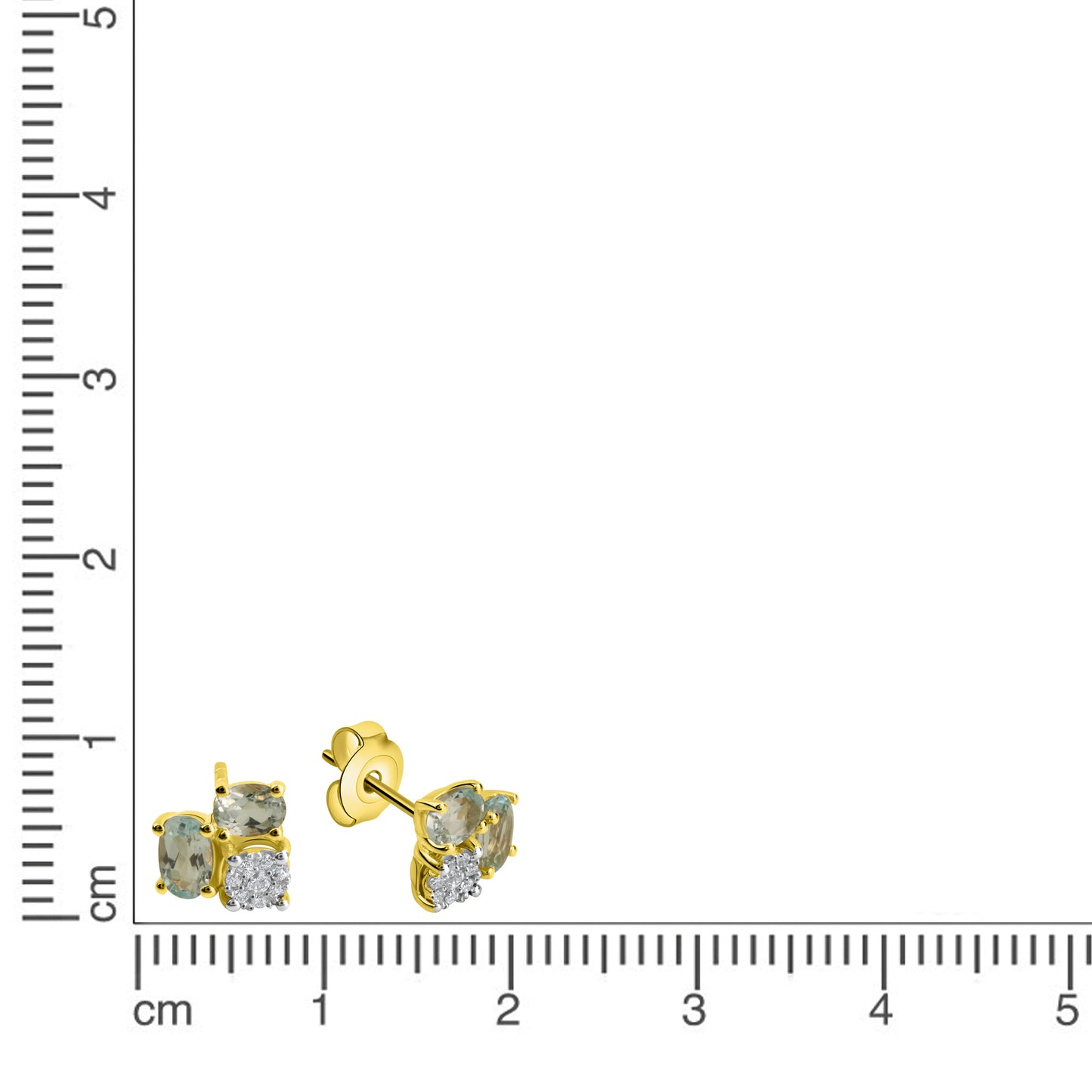 Ohrstecker 375/- Gold rhodiniert (teil) 1,3cm Blautopas beh.