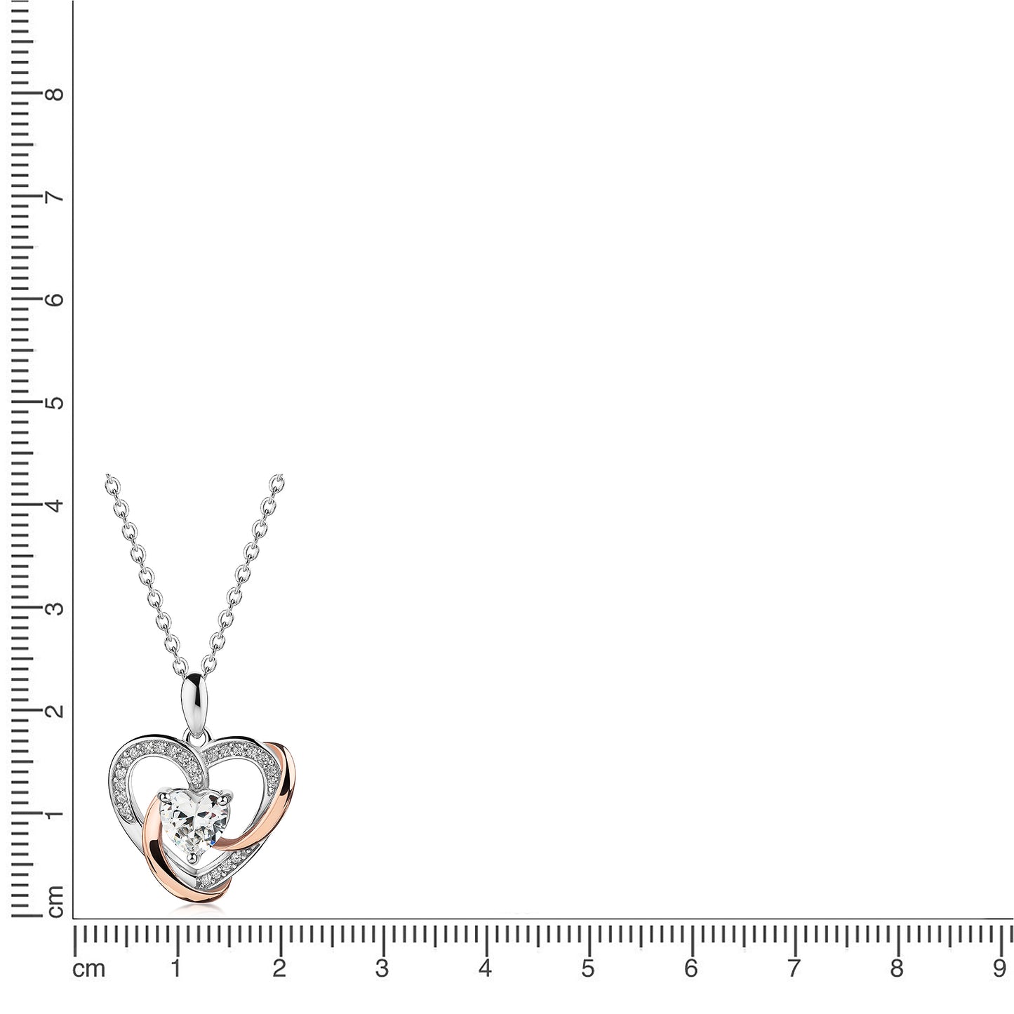 Anhänger mit Kette Ankerkette 925/- Sterling Silber rotvergoldet 45,0cm Zirkonia