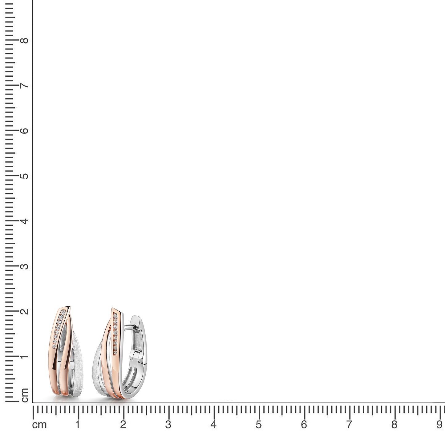 Klappcreolen 925/- Sterling Silber rhodiniert (teil) 2,1cm Zirkonia