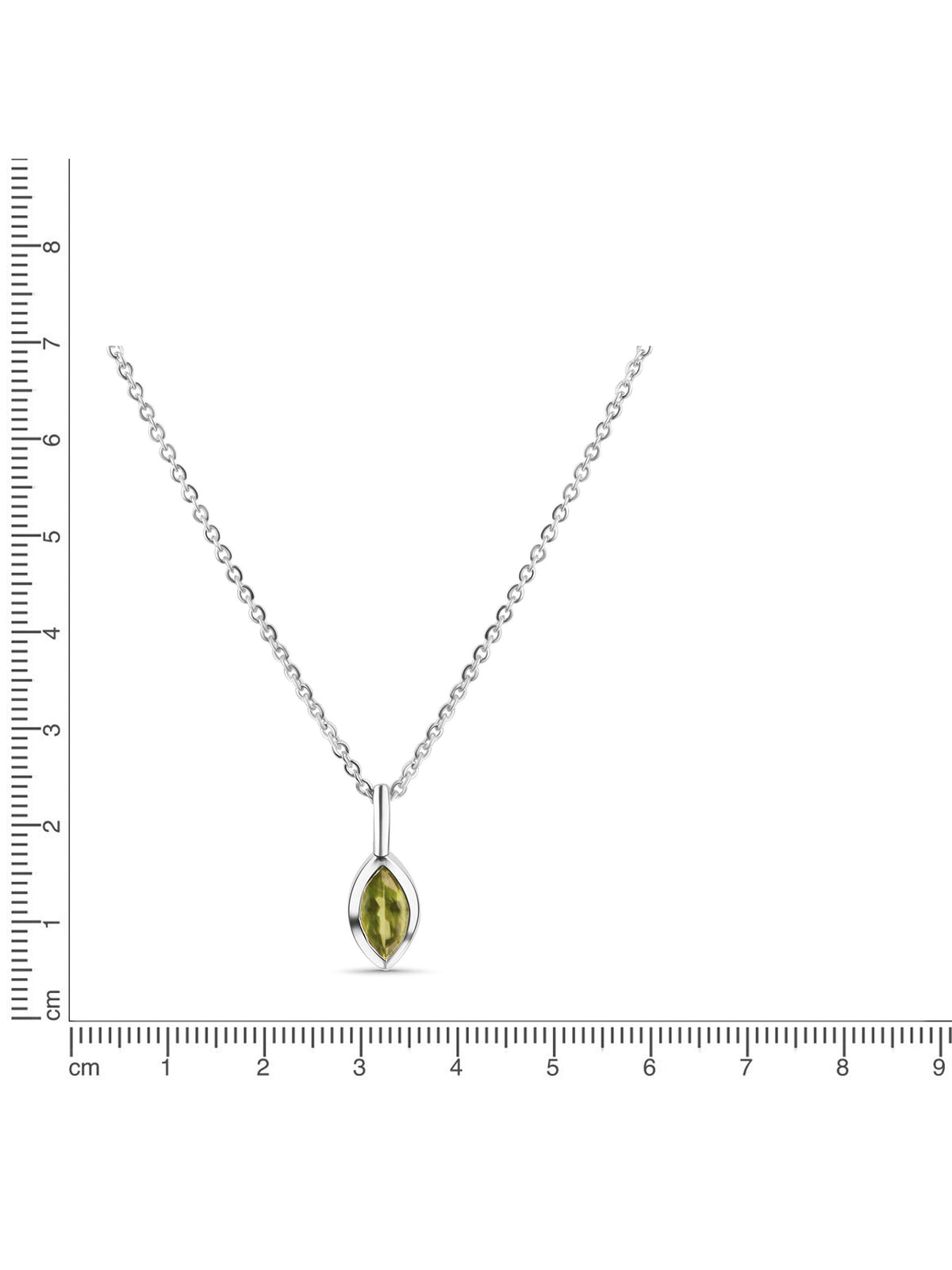 Anhänger mit Kette Ankerkette 925/- Sterling Silber Rhodiniert 45,0cm Peridot