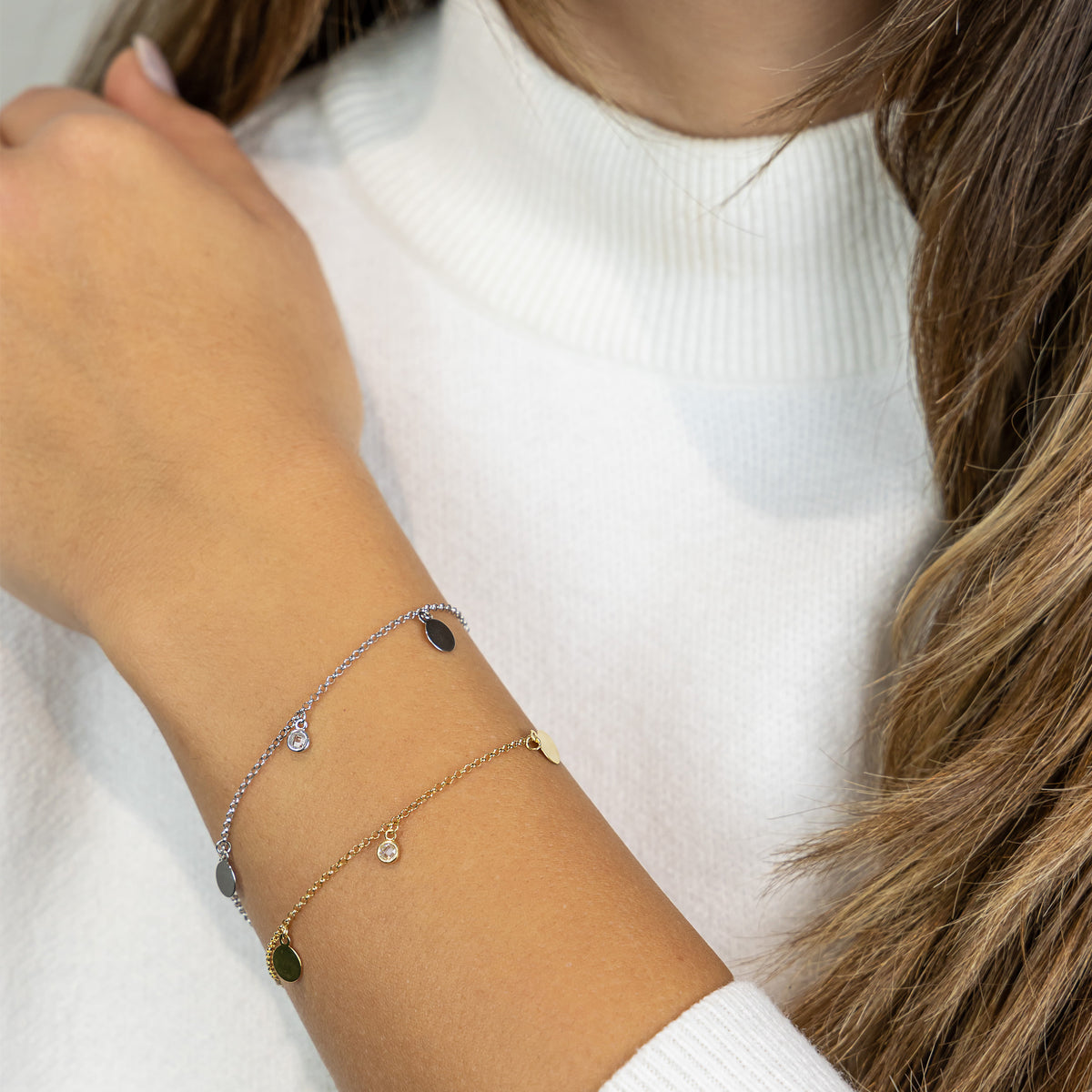Armband Erbskette 925/- Sterling Silber vergoldet 19,0cm Zirkonia