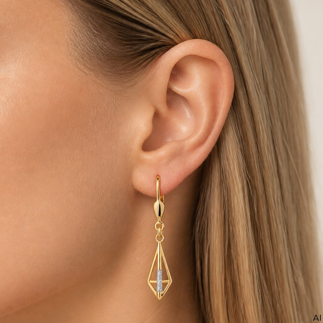 Ohrhänger 375/- Gold vergoldet 3,3cm Zirkonia