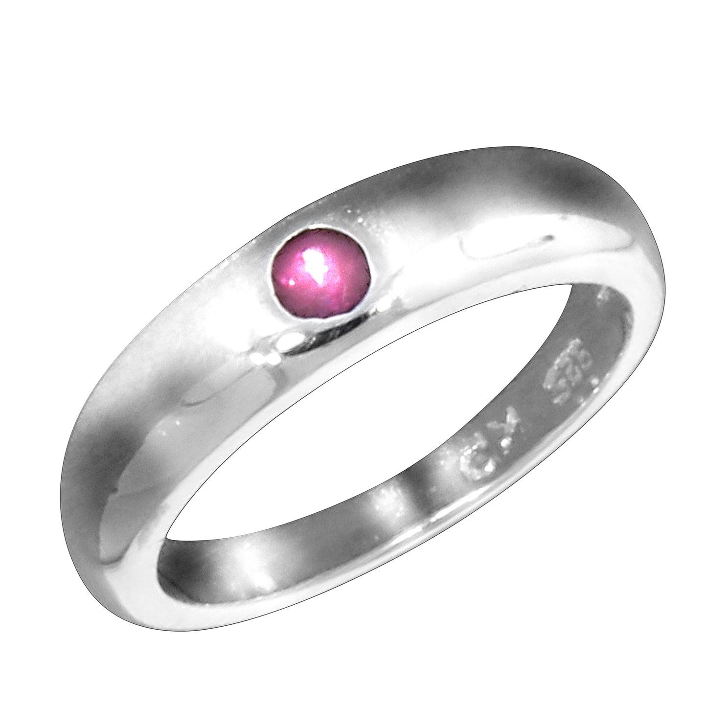 Taufring 925/- Sterling Silber rhodiniert 1,1cm Rubin