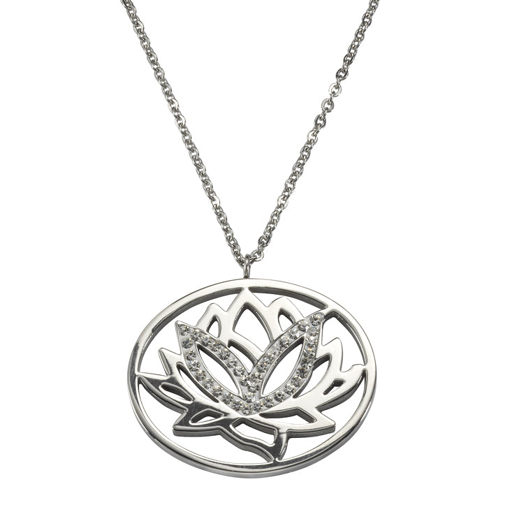 Anhänger mit Kette Edelstahl 46,0cm Kristall