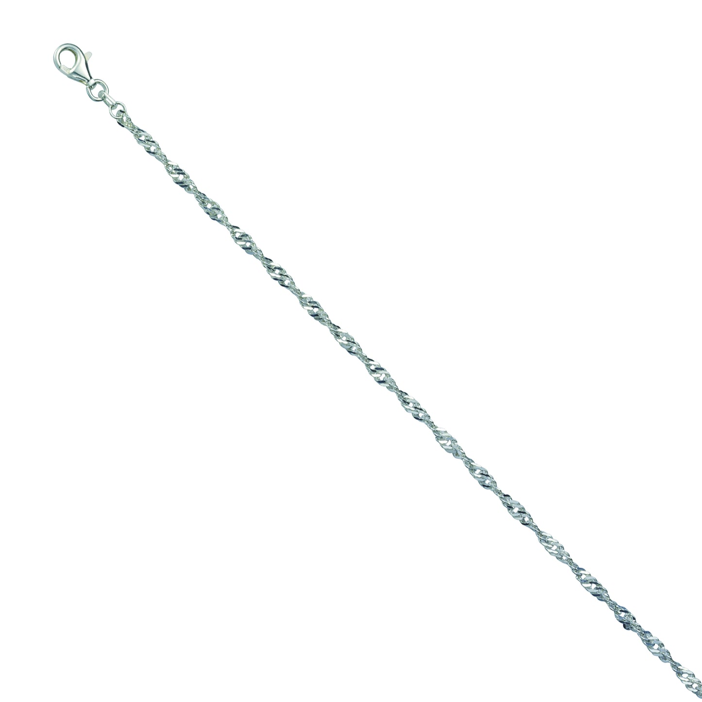 Armband Singapurkette 925/- Sterling Silber rhodiniert 19cm