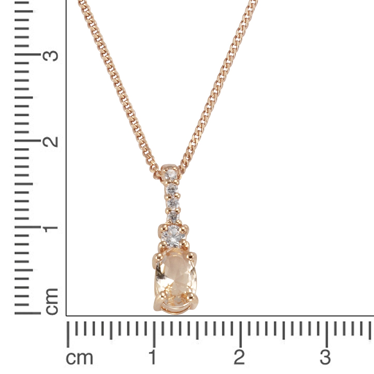 Anhänger mit Kette Panzerkette 925/- Sterling Silber rotvergoldet 45cm Zirkonia 0,28ct