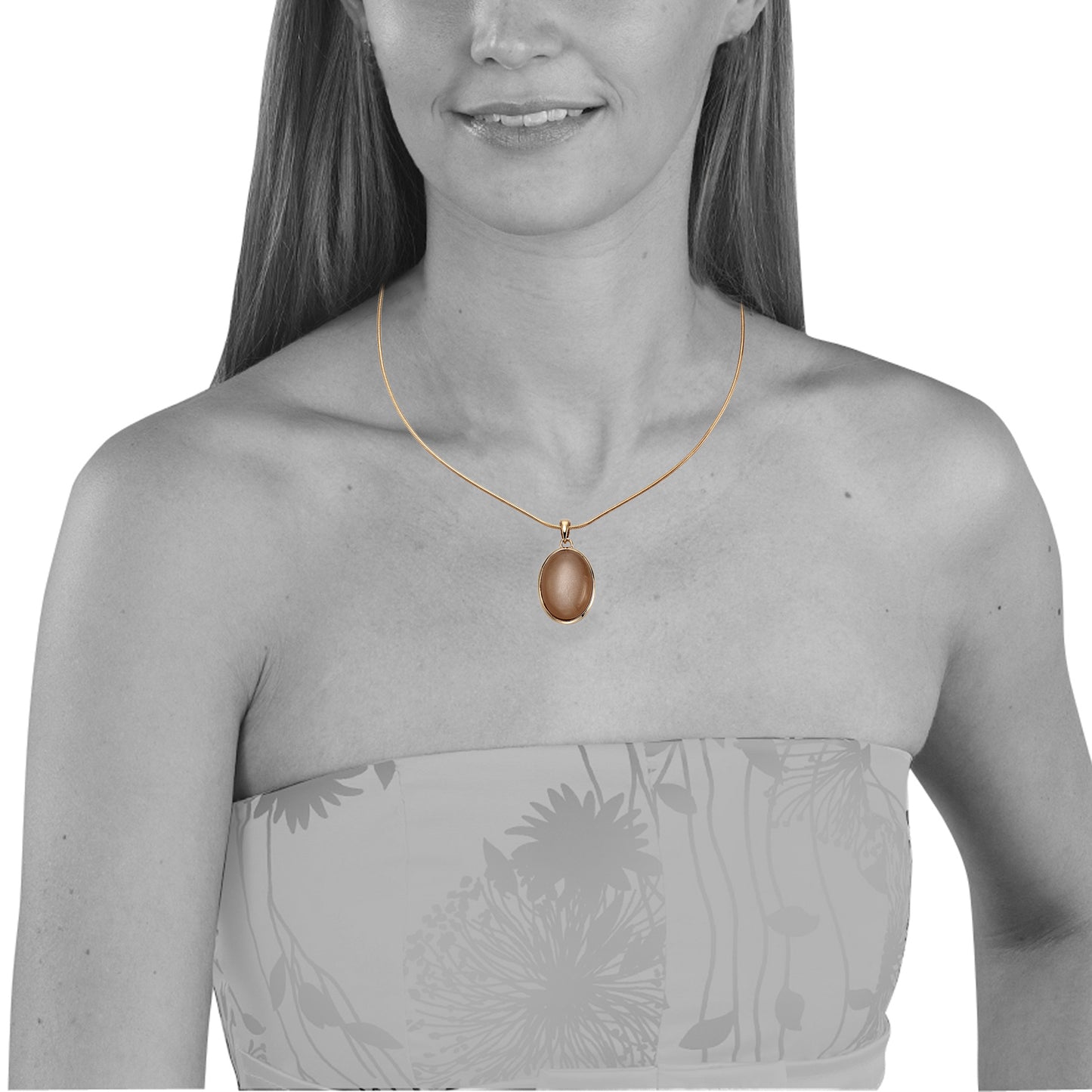 Anhänger mit Kette Schlangenkette 925/- Sterling Silber rotvergoldet 47,0cm Mondstein