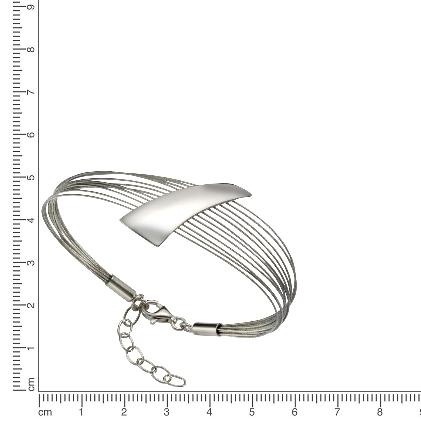 Armband 925/- Sterling Silber, Stahl rhodiniert 20,0cm