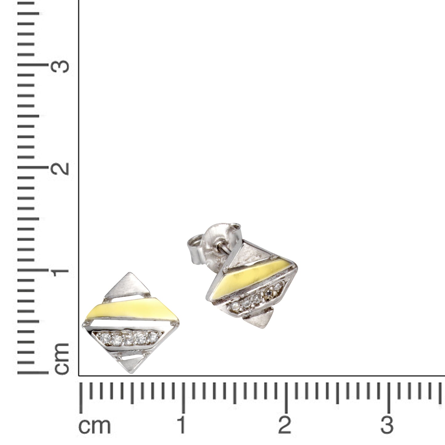 Ohrstecker 925/- Sterling Silber rhodiniert 1,0cm Zirkonia