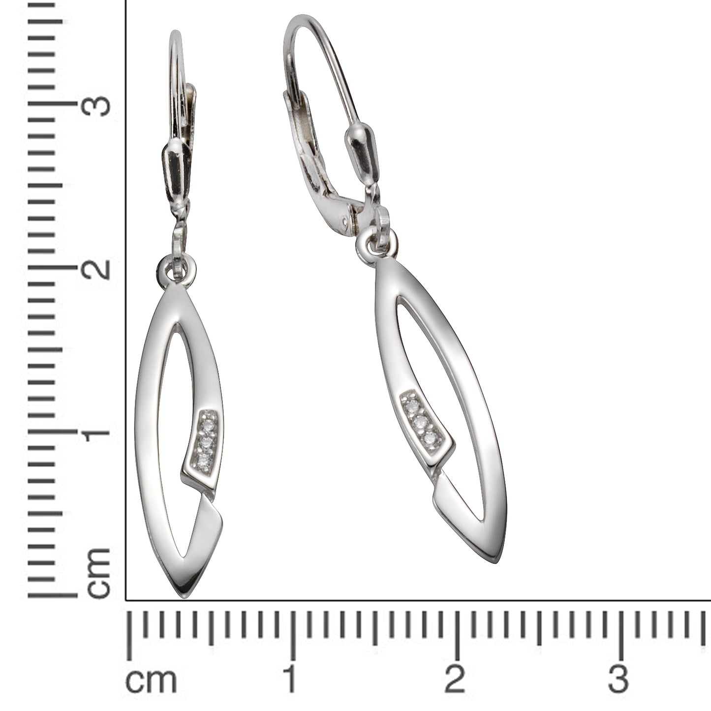 Ohrhänger 925/- Sterling Silber rhodiniert 3,9cm Zirkonia