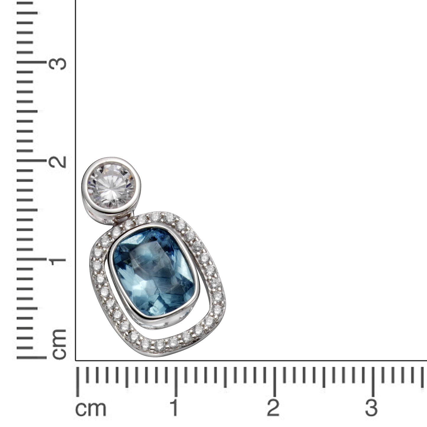 Anhänger 925/- Sterling Silber rhodiniert 2,2cm Glasstein