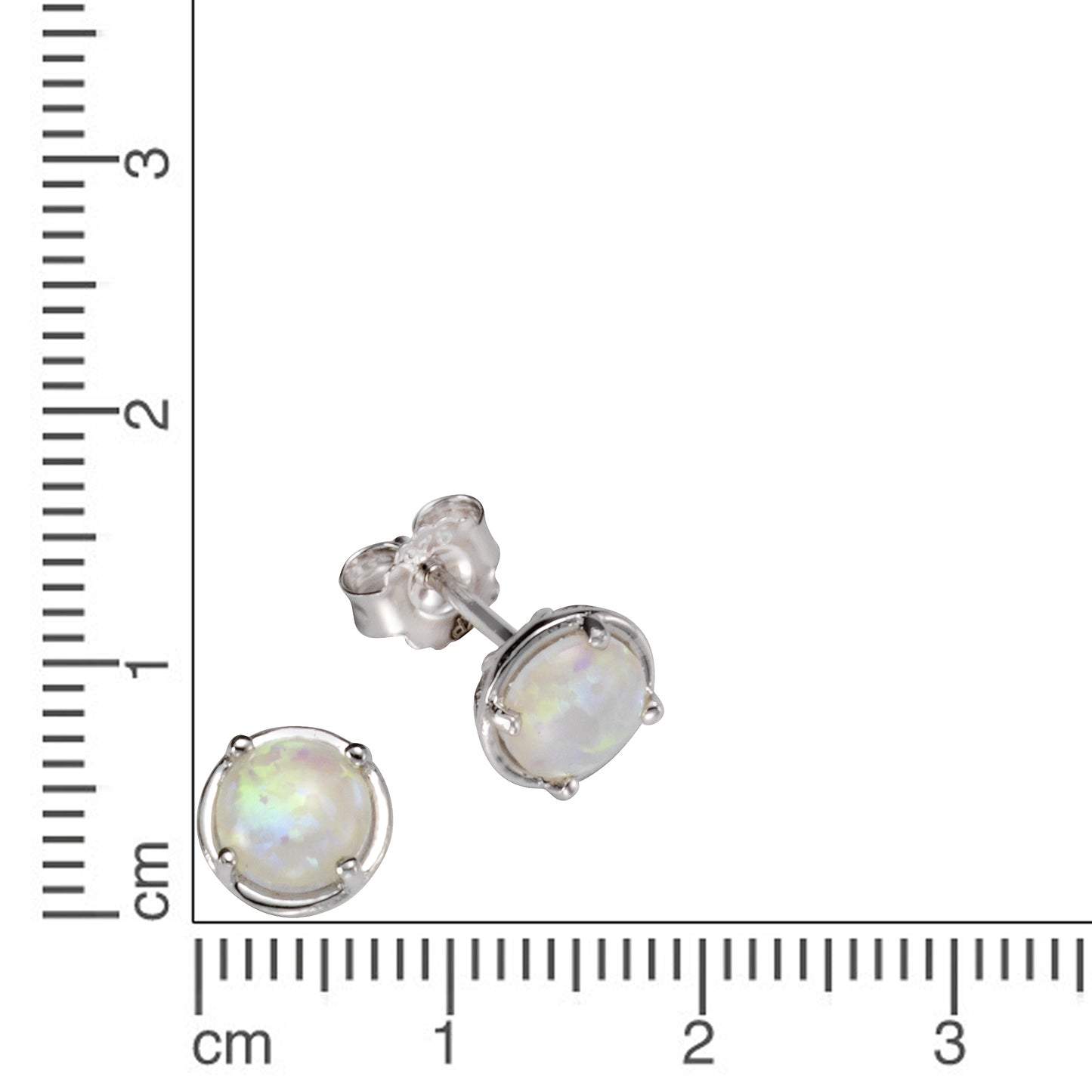 Ohrstecker 925/- Sterling Silber rhodiniert 0,7cm synth. Opal 1,5ct