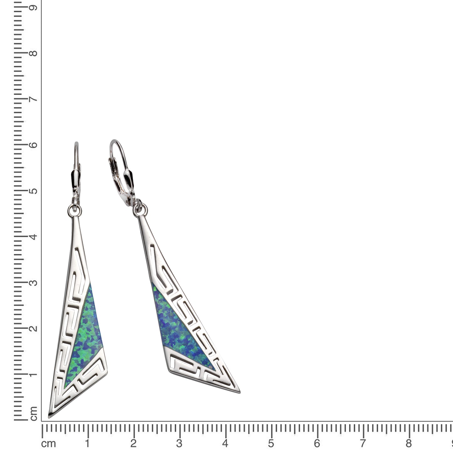 Ohrhänger 925/- Sterling Silber rhodiniert 6,0cm synth. Opal