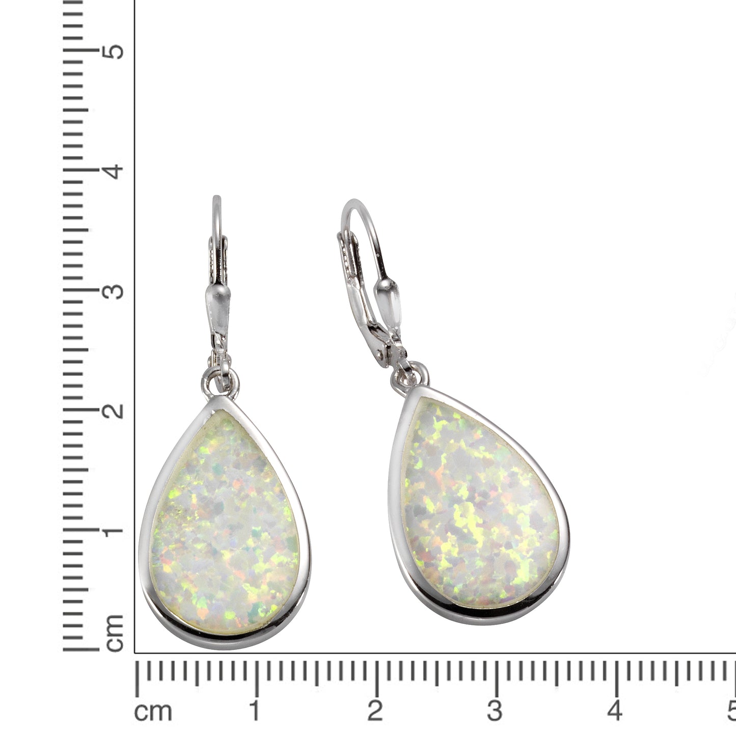 Ohrhänger 925/- Sterling Silber rhodiniert 3,7cm synth. Opal