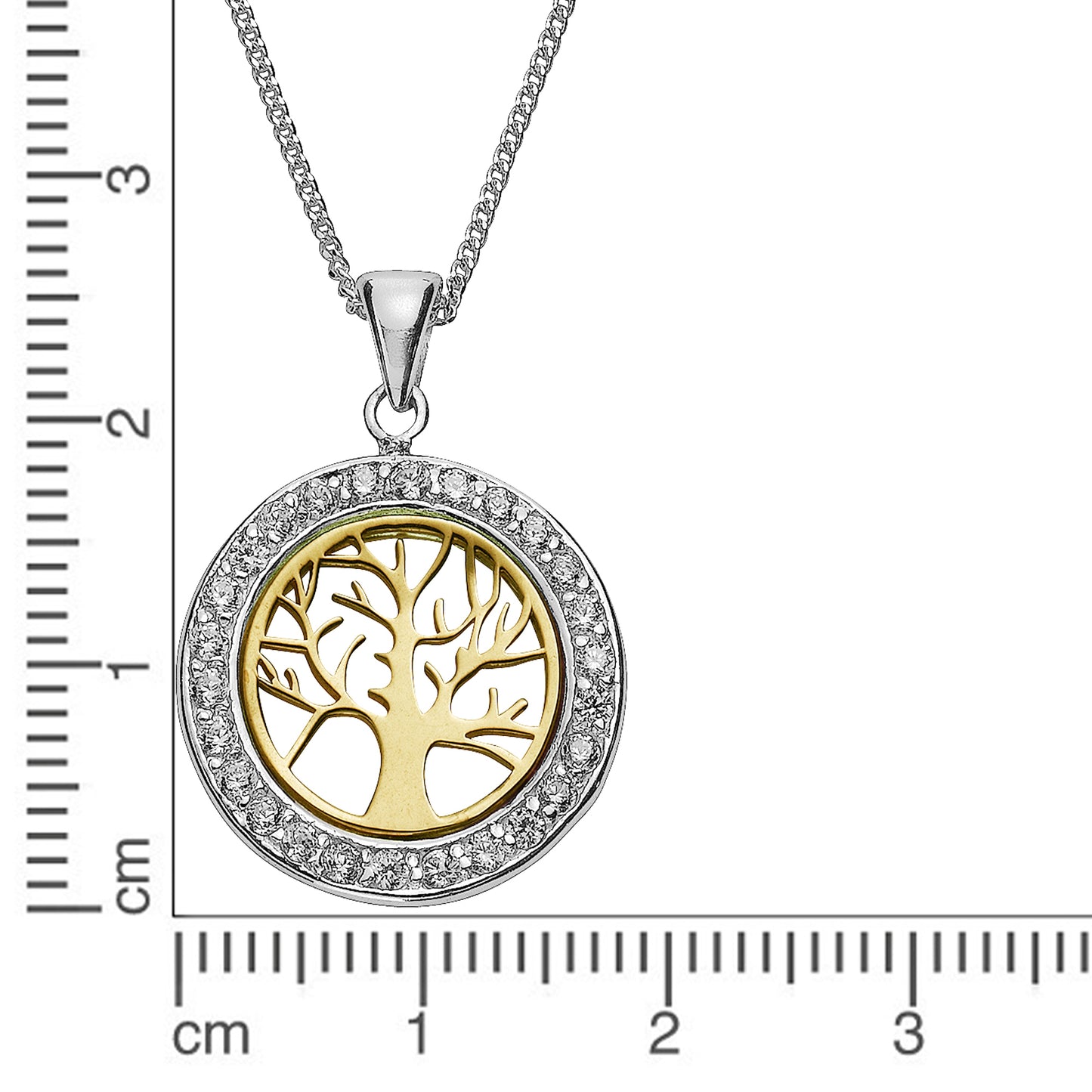 Halskette Panzerkette 925/- Sterling Silber vergoldet (teil) 45cm Zirkonia