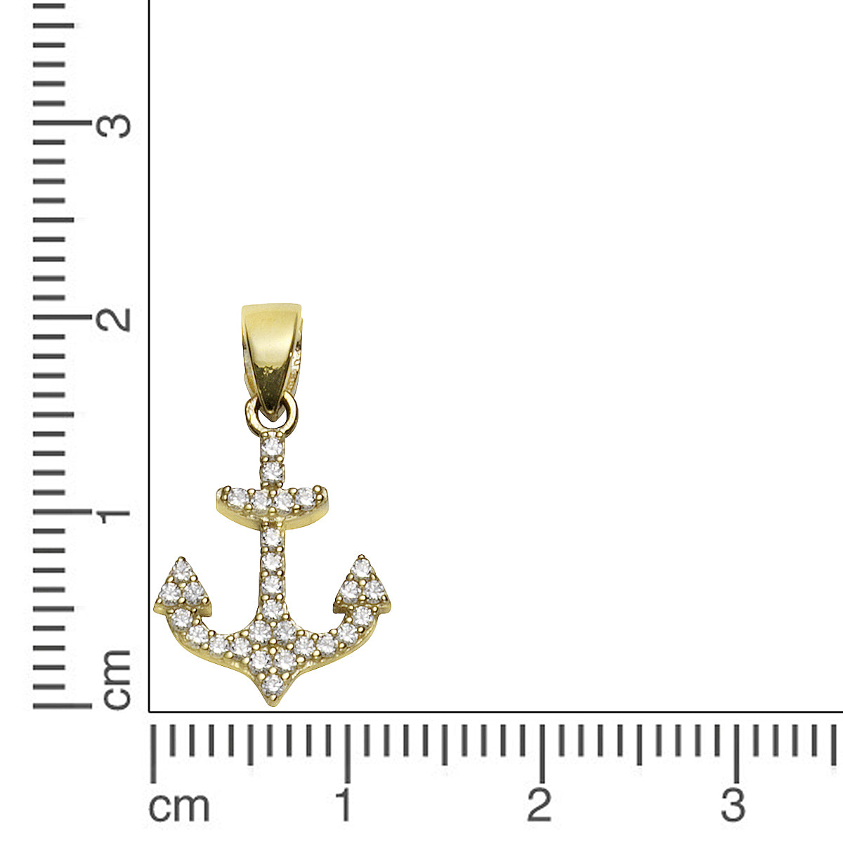 Anhänger 375/- Gold rhodiniert 2cm Zirkonia