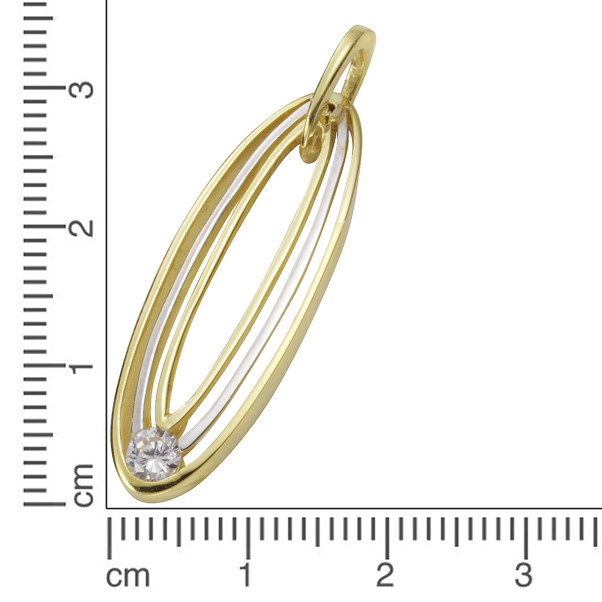 Anhänger 333/- Gold rhodiniert 3,35cm Zirkonia