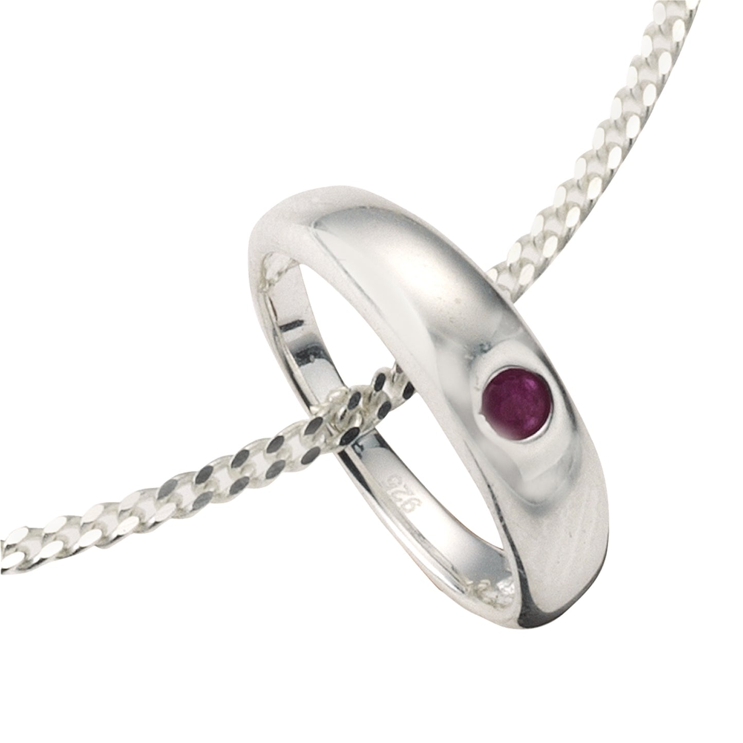 Halskette Flachpanzerkette 925/- Sterling Silber 38,0cm Rubin