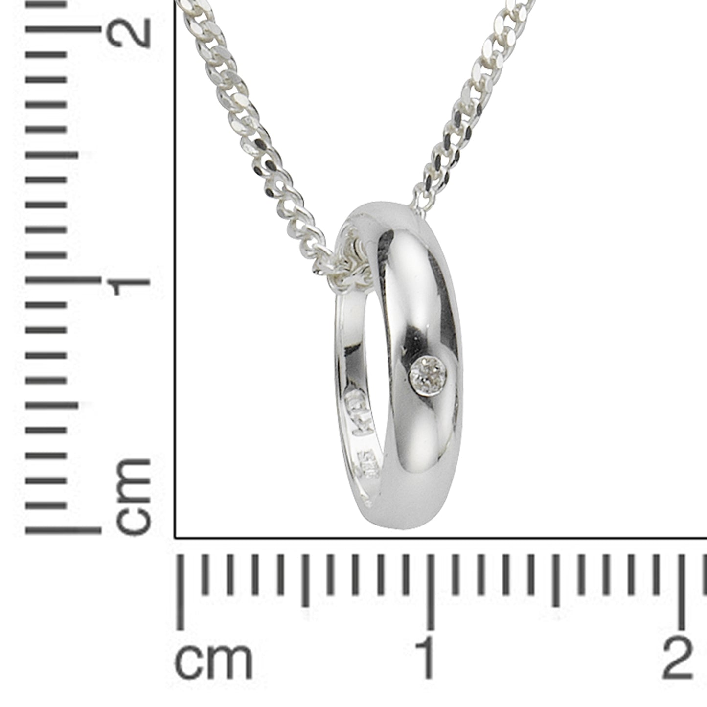 Halskette Panzerkette 925/- Sterling Silber 38,0cm Diamant 0,01 ct.