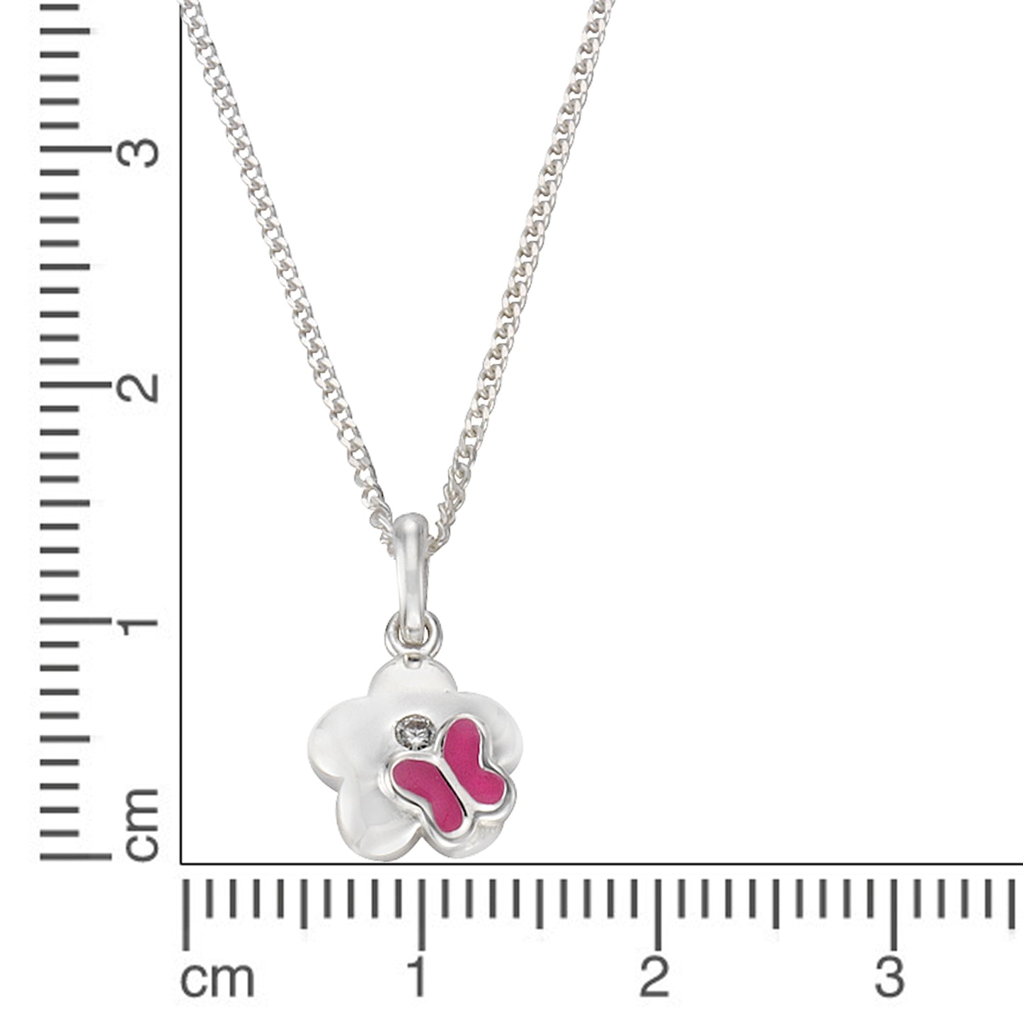 Anhänger mit Kette Flachpanzerkette 925/- Sterling Silber rhodiniert 38,0cm Zirkonia