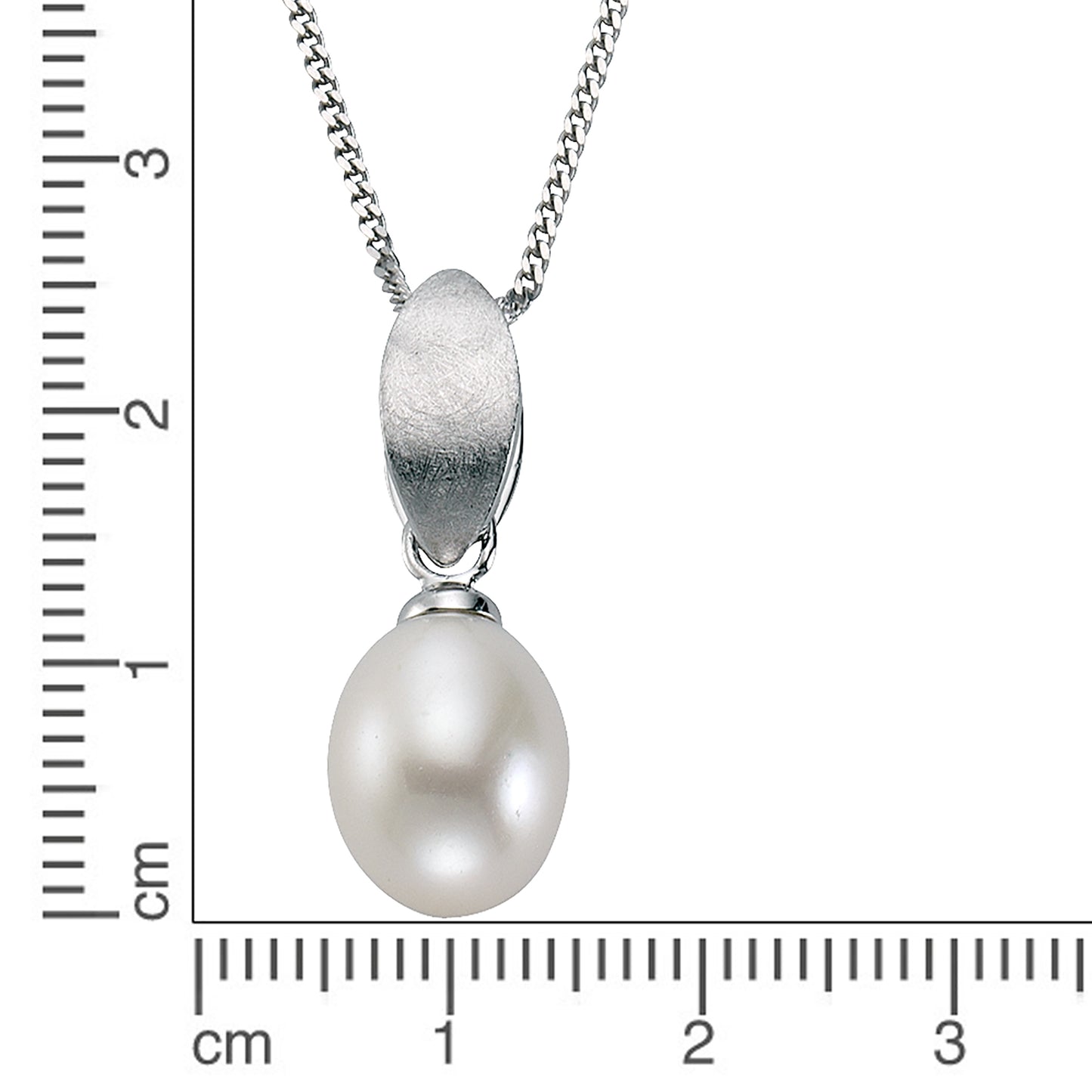 Halskette Panzerkette 925/- Sterling Silber rhodiniert 45cm Perle