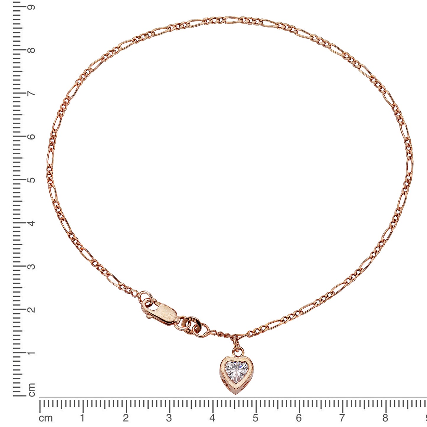 Fußkette keine / nicht relevant 925/- Sterling Silber rotvergoldet 25cm Zirkonia