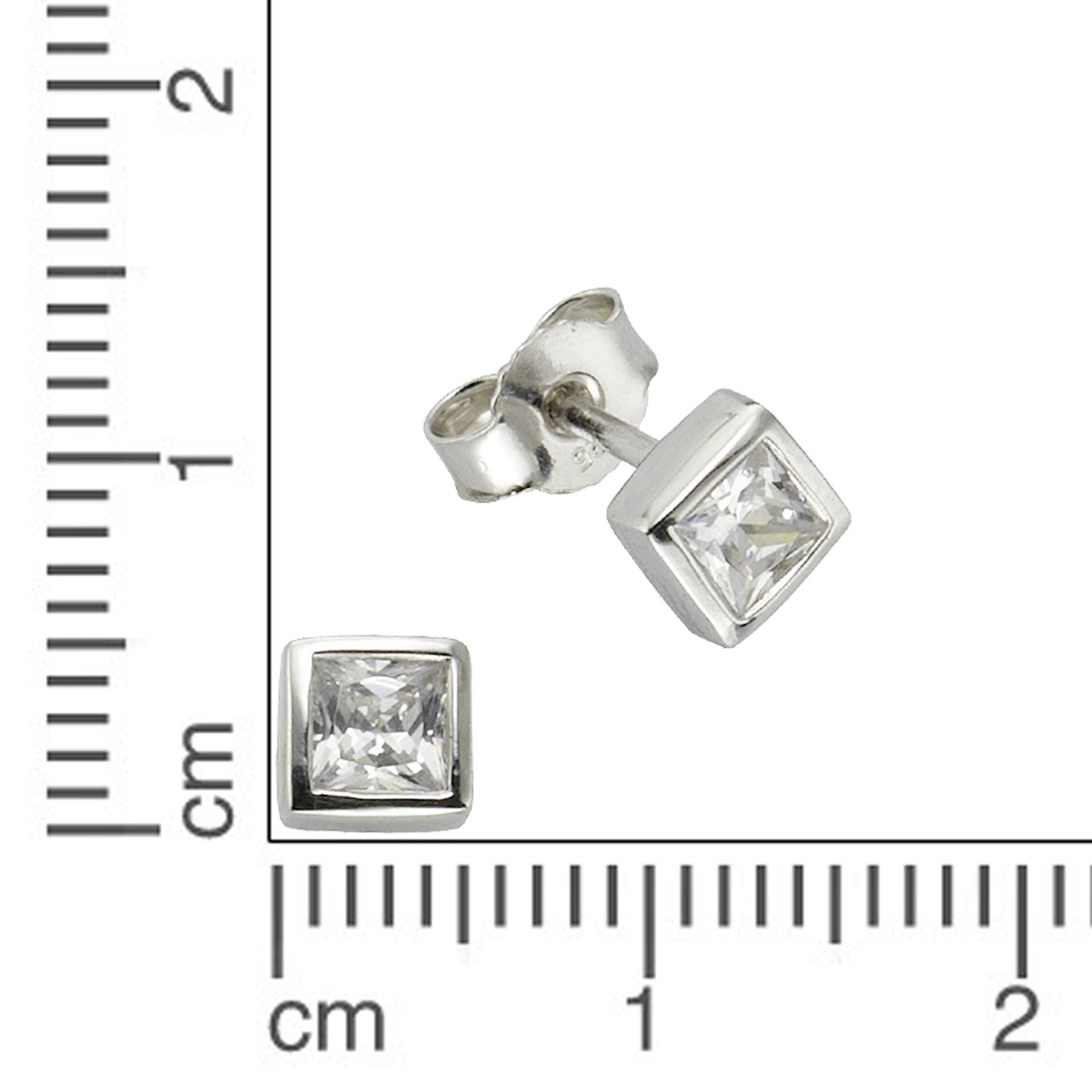 Ohrringe 925/- Sterling Silber rhodiniert 0,5cm Zirkonia