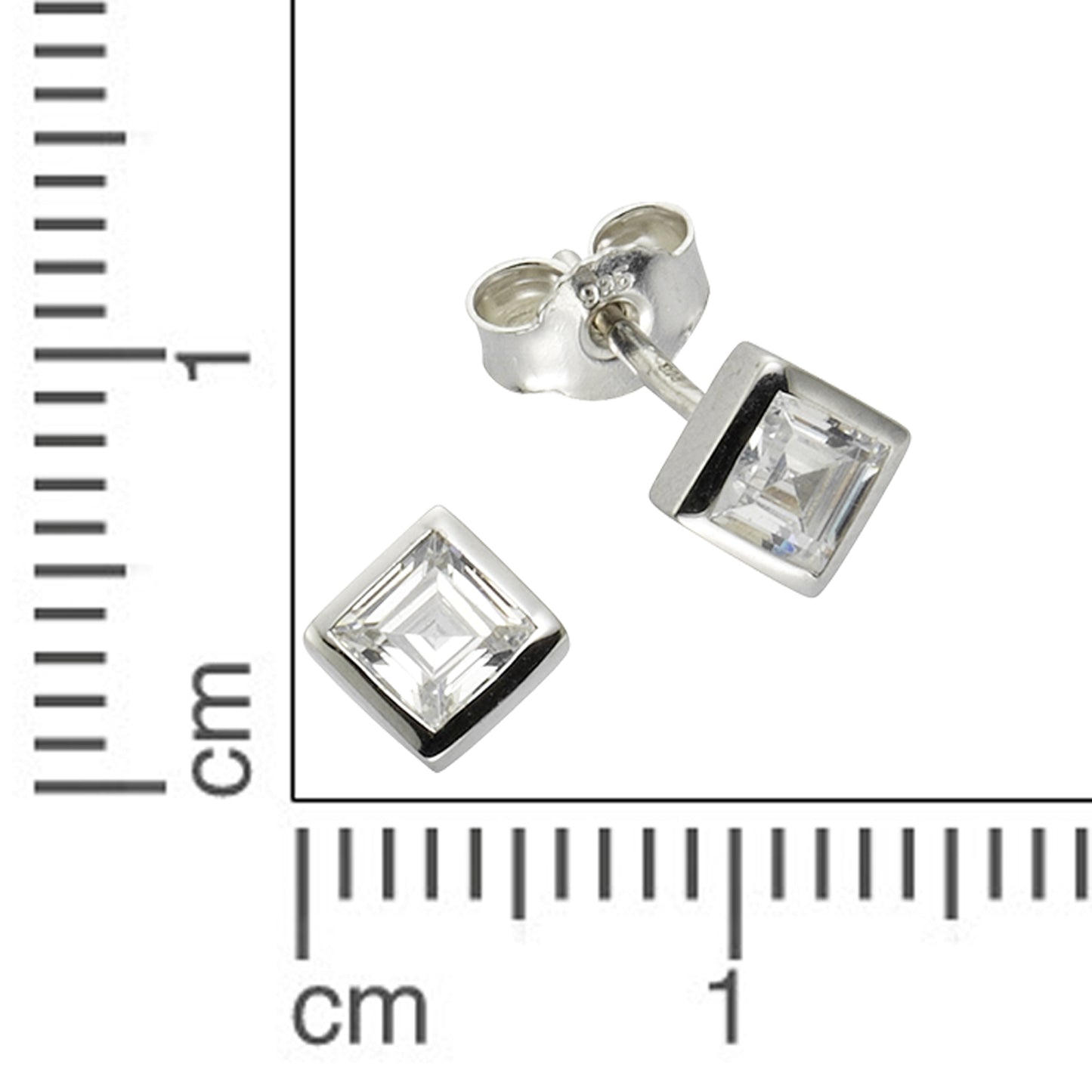 Ohrstecker 925/- Sterling Silber rhodiniert 0,5cm Zirkonia