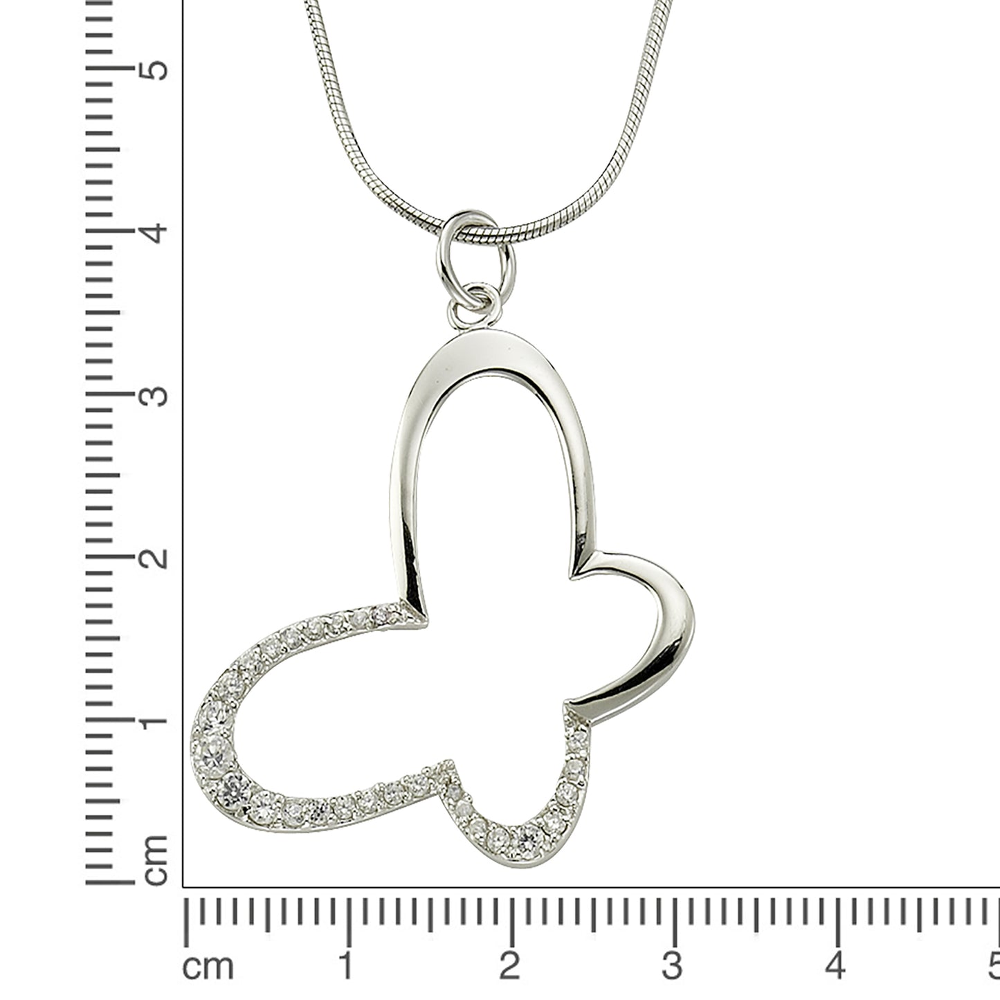 Anhänger mit Kette Schlangenkette 925/- Sterling Silber rhodiniert 47,0cm Zirkonia