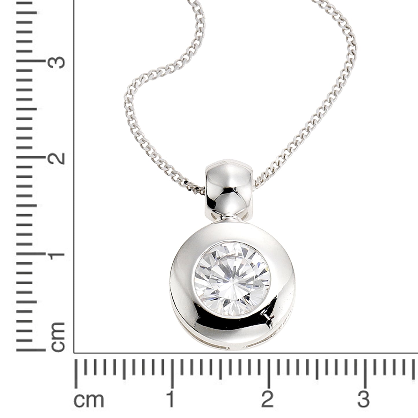 Anhänger mit Kette Panzerkette 925/- Sterling Silber rhodiniert 45cm Zirkonia