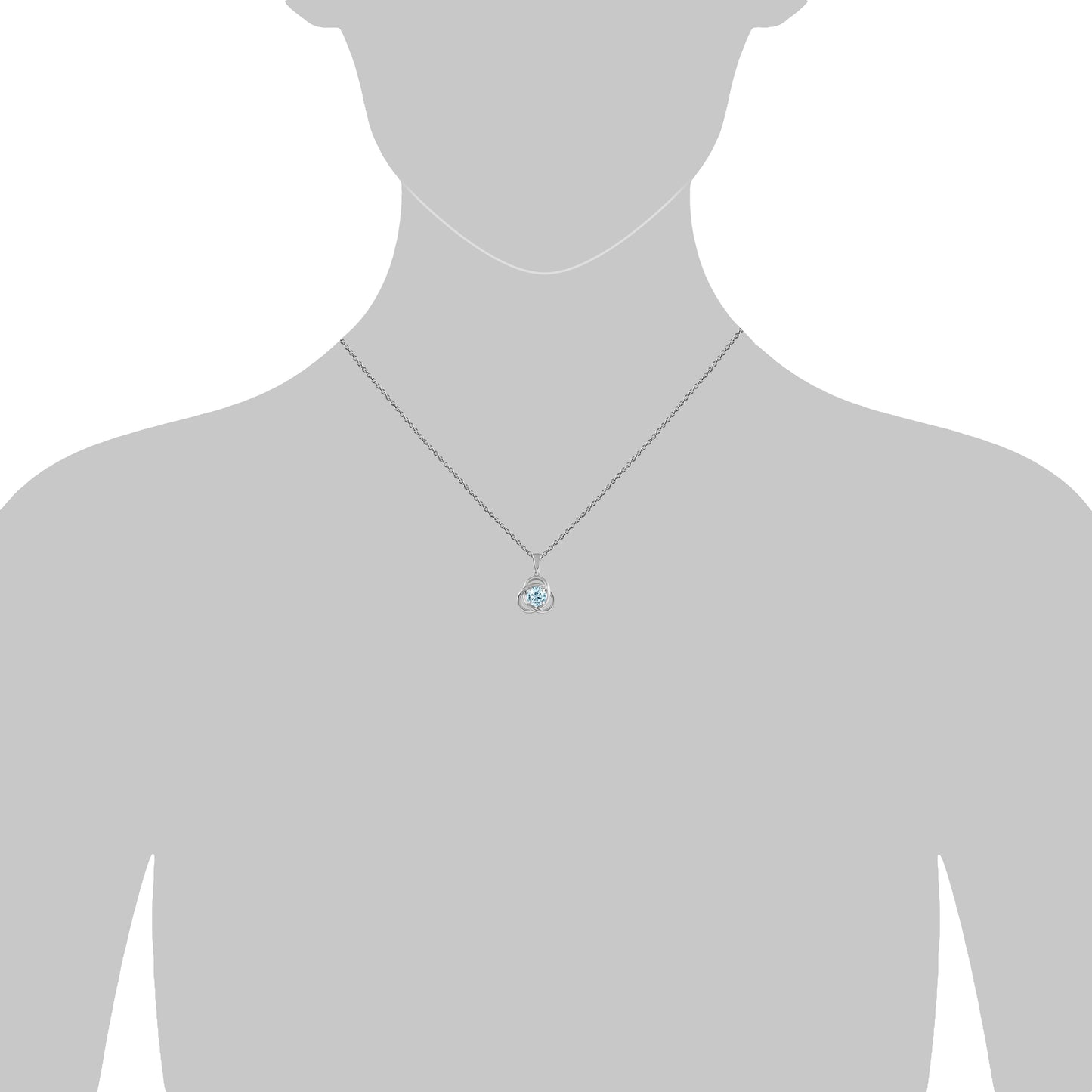 Anhänger mit Kette 925/- Sterling Silber rhodiniert 47,0cm Blautopas beh.