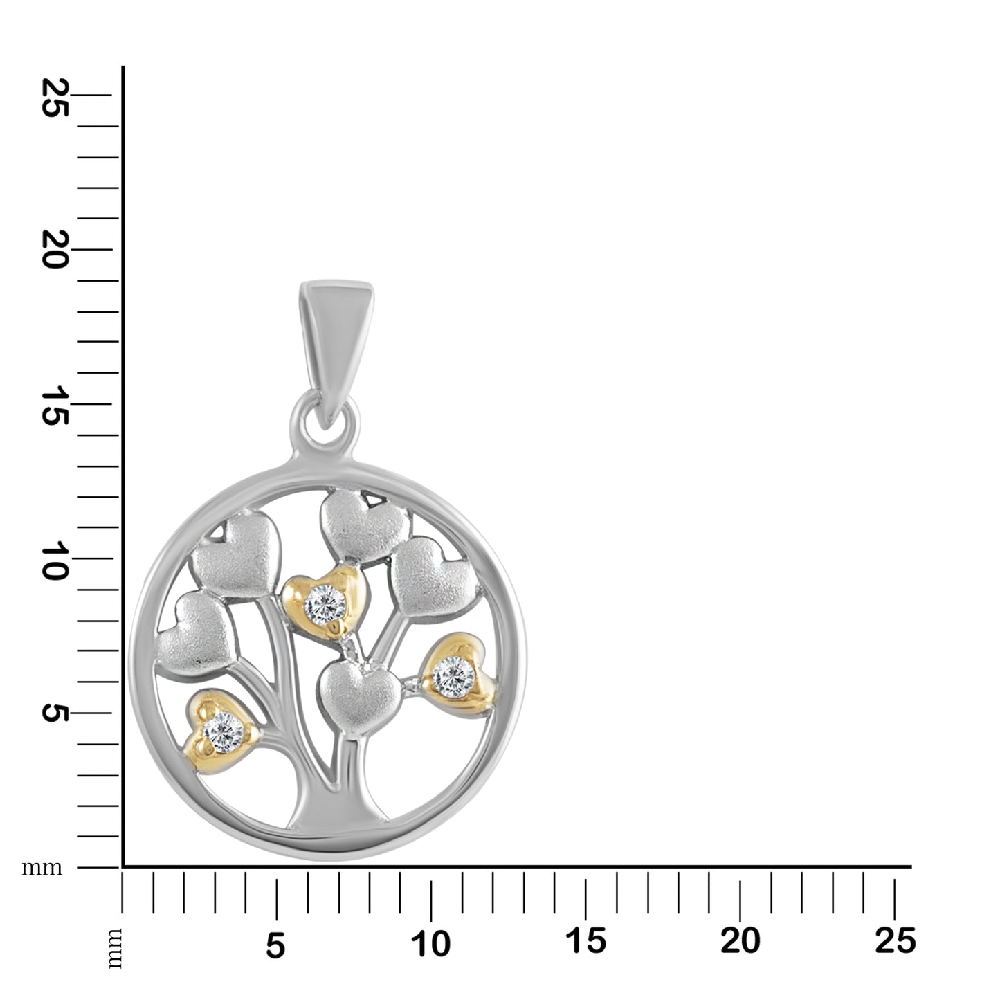 Anhänger 925/- Sterling Silber rhodiniert 2,1cm Zirkonia