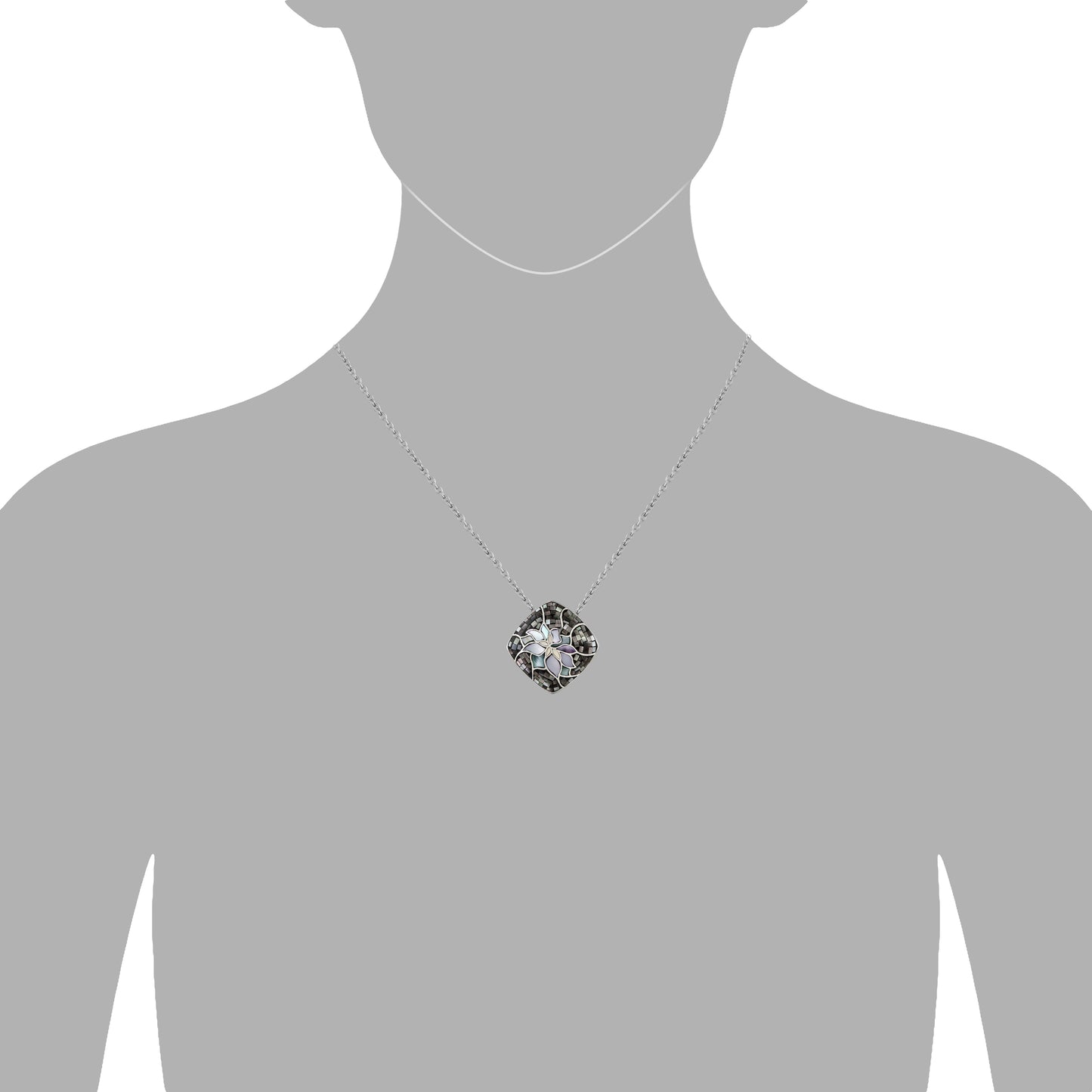 Anhänger mit Kette 925/- Sterling Silber rhodiniert 47,0cm Perlmutt