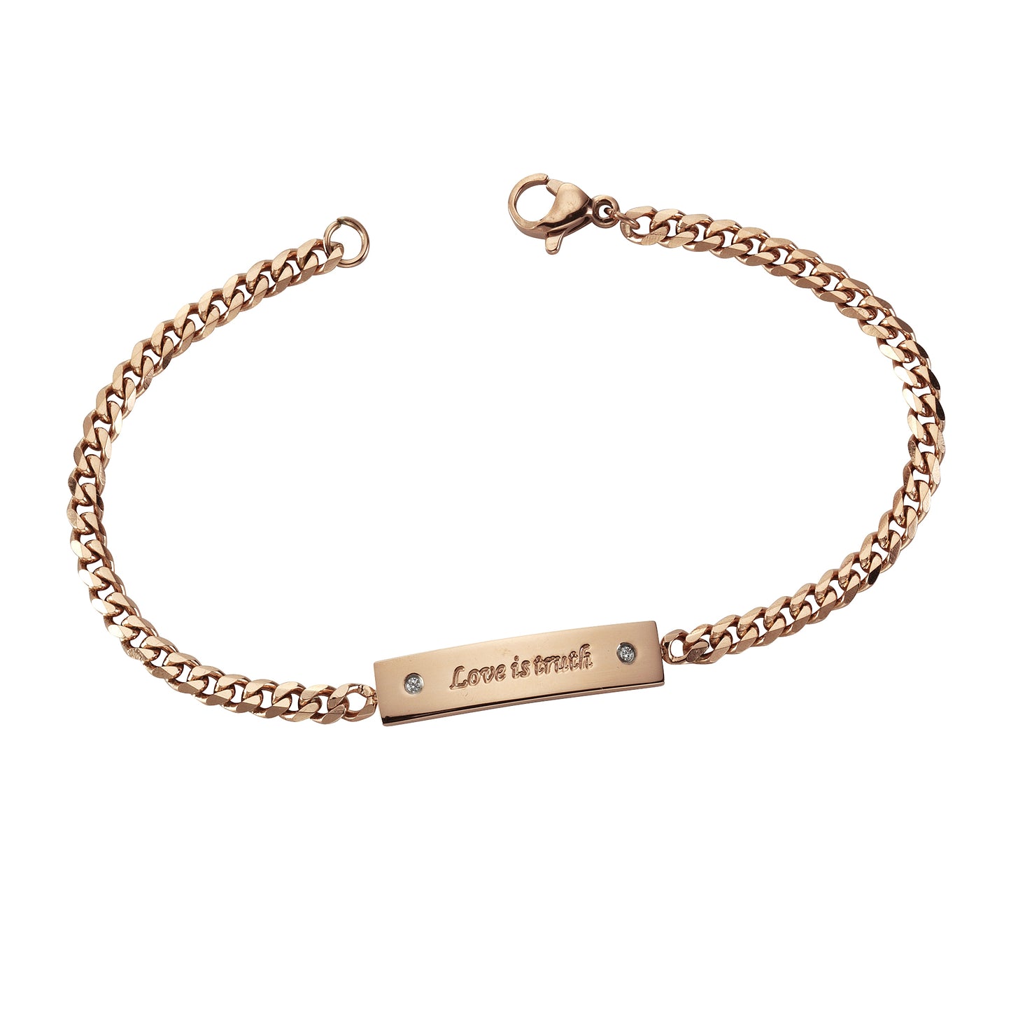 Armband Panzerkette Edelstahl 17,5cm Zirkonia