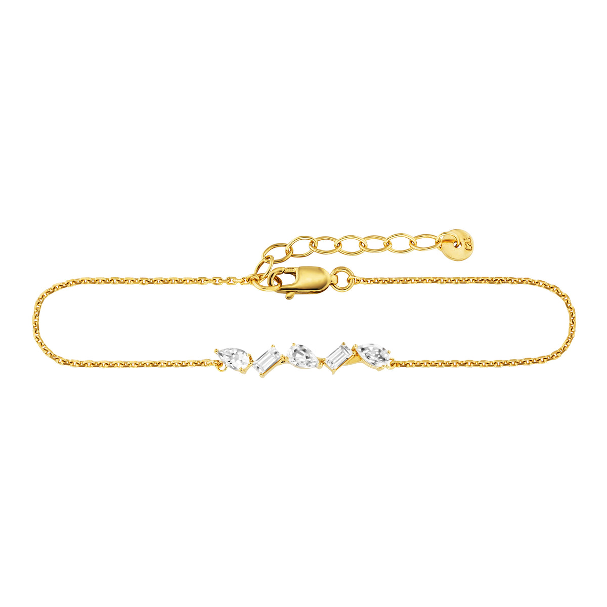 cai Armband Ankerkette 925/- Sterling Silber vergoldet 20,0cm Weißtopas 0,983ct