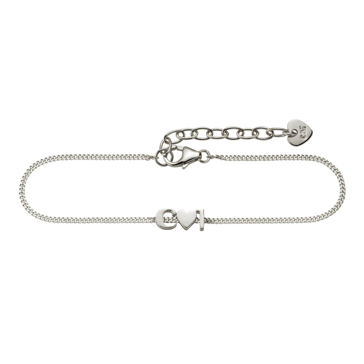 cai love Armband Panzerkette 925/- Sterling Silber rhodiniert 18,0cm