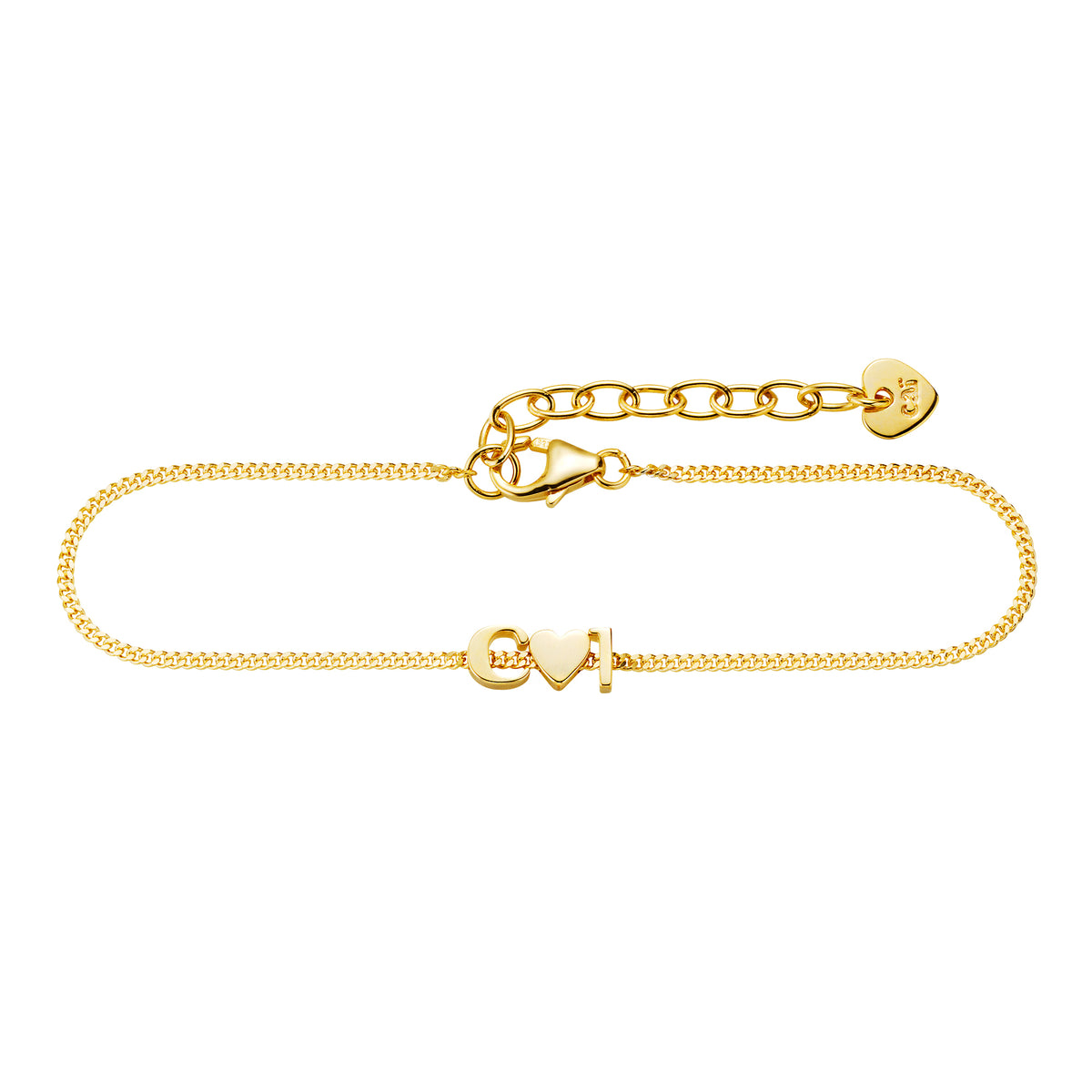 cai love Armband Panzerkette 925/- Sterling Silber vergoldet 18,0cm