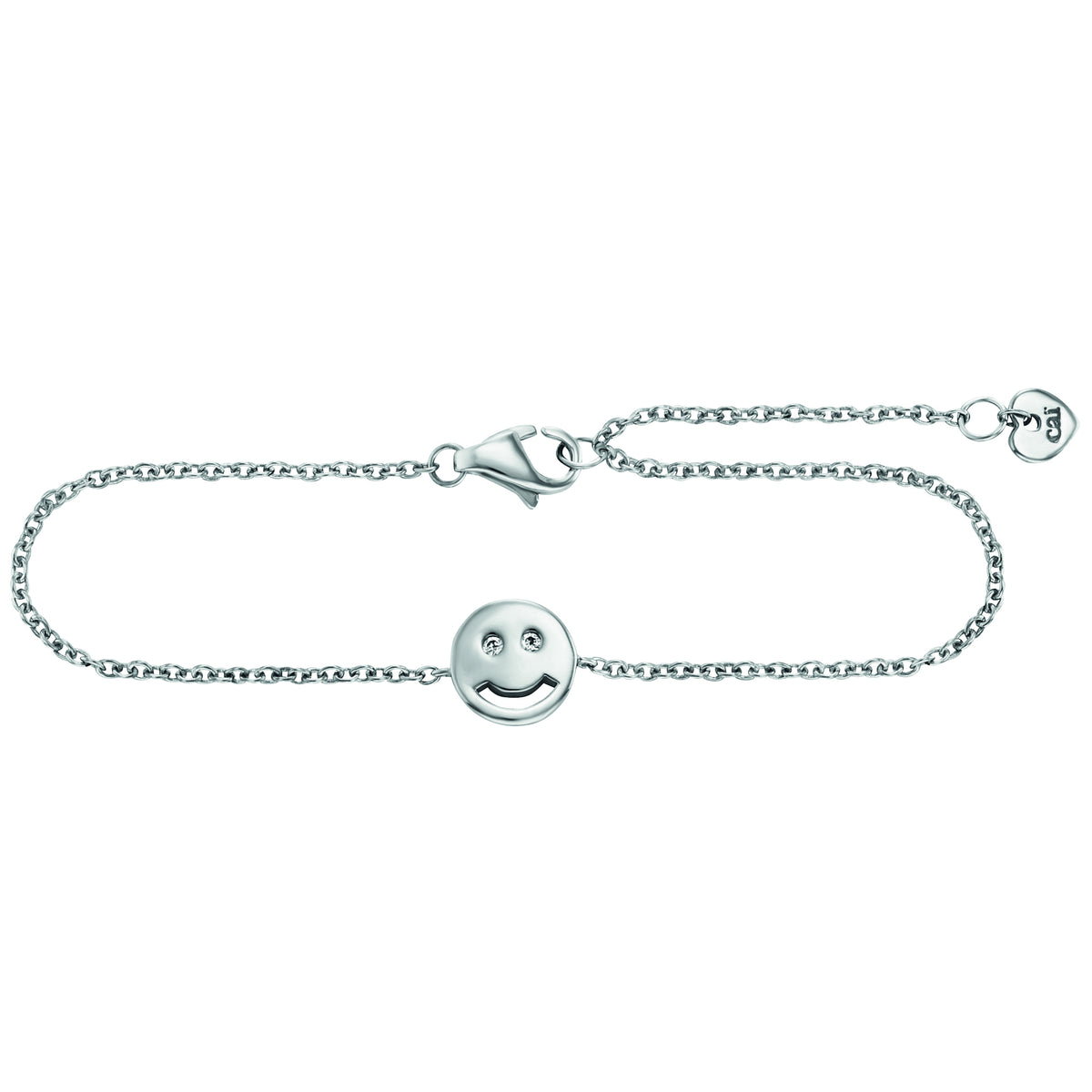 cai love Armband Panzerkette 925/- Sterling Silber rhodiniert 19,0cm Zirkonia