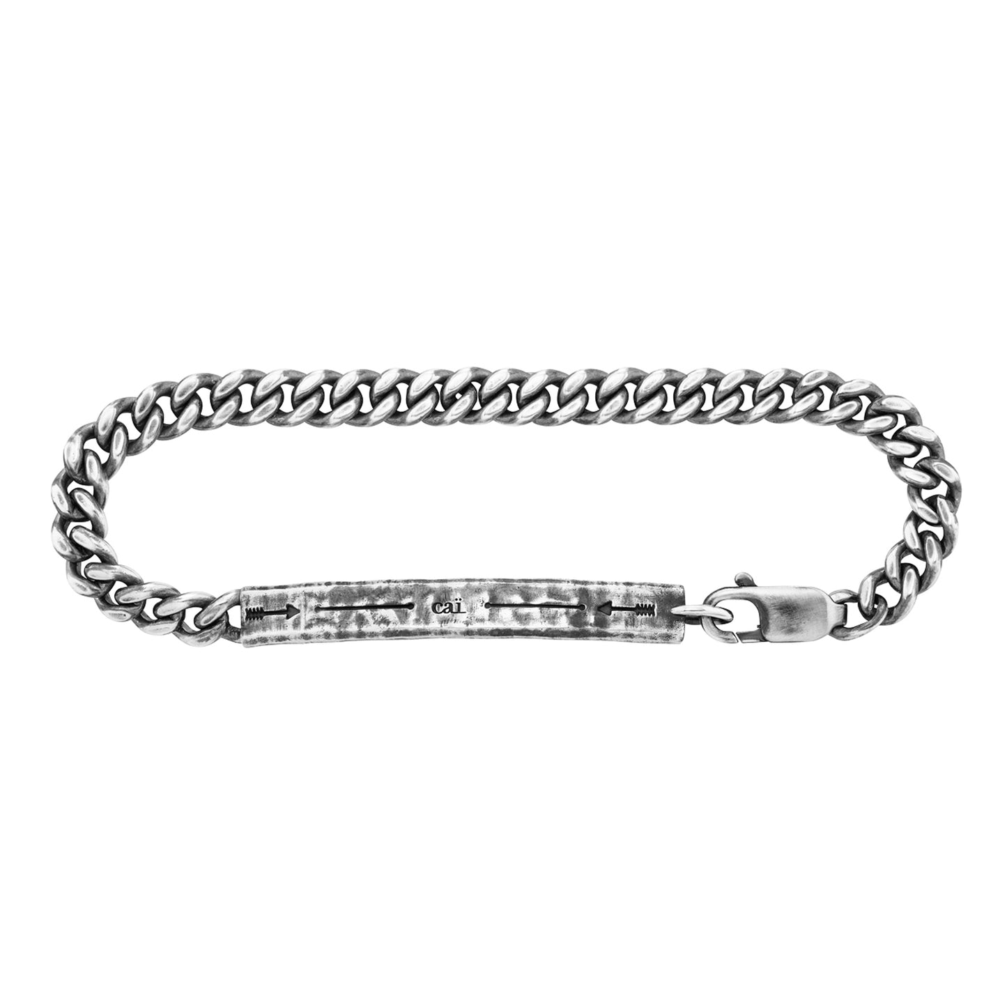 cai Armband Panzerkette 925/- Sterling Silber oxidiert 19cm ohne Stein