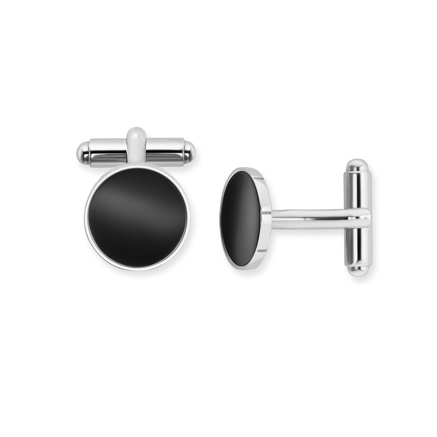cai Manschettenknöpfe 925/- Sterling Silber rhodiniert 1,4cm Onyx