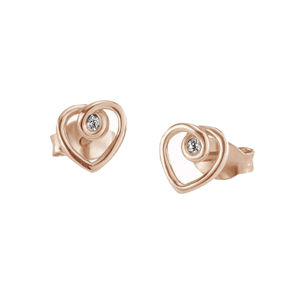 cai love Ohrstecker 925/- Sterling Silber rotvergoldet 0,75cm Zirkonia