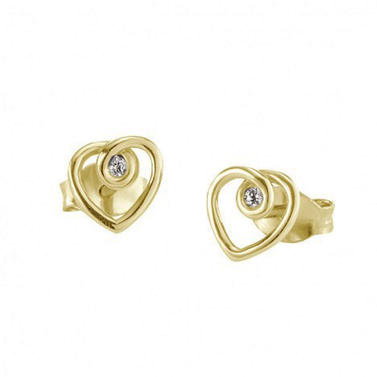 cai love Ohrstecker 925/- Sterling Silber vergoldet 0,75cm Zirkonia