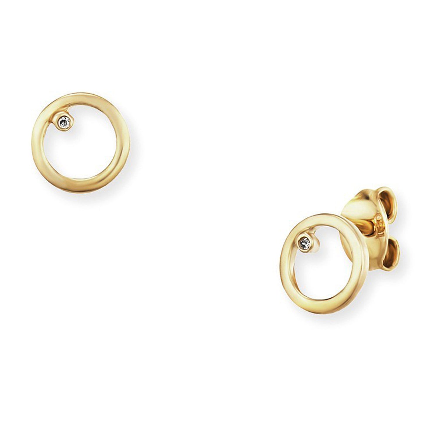 cai Ohrringe 925/- Sterling Silber vergoldet 0,7cm Zirkonia