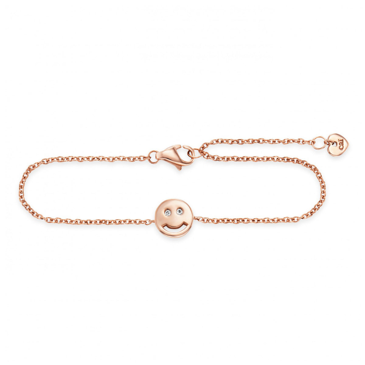 cai love Armband Flachpanzerkette 925/- Sterling Silber rotvergoldet 19,0cm Zirkonia