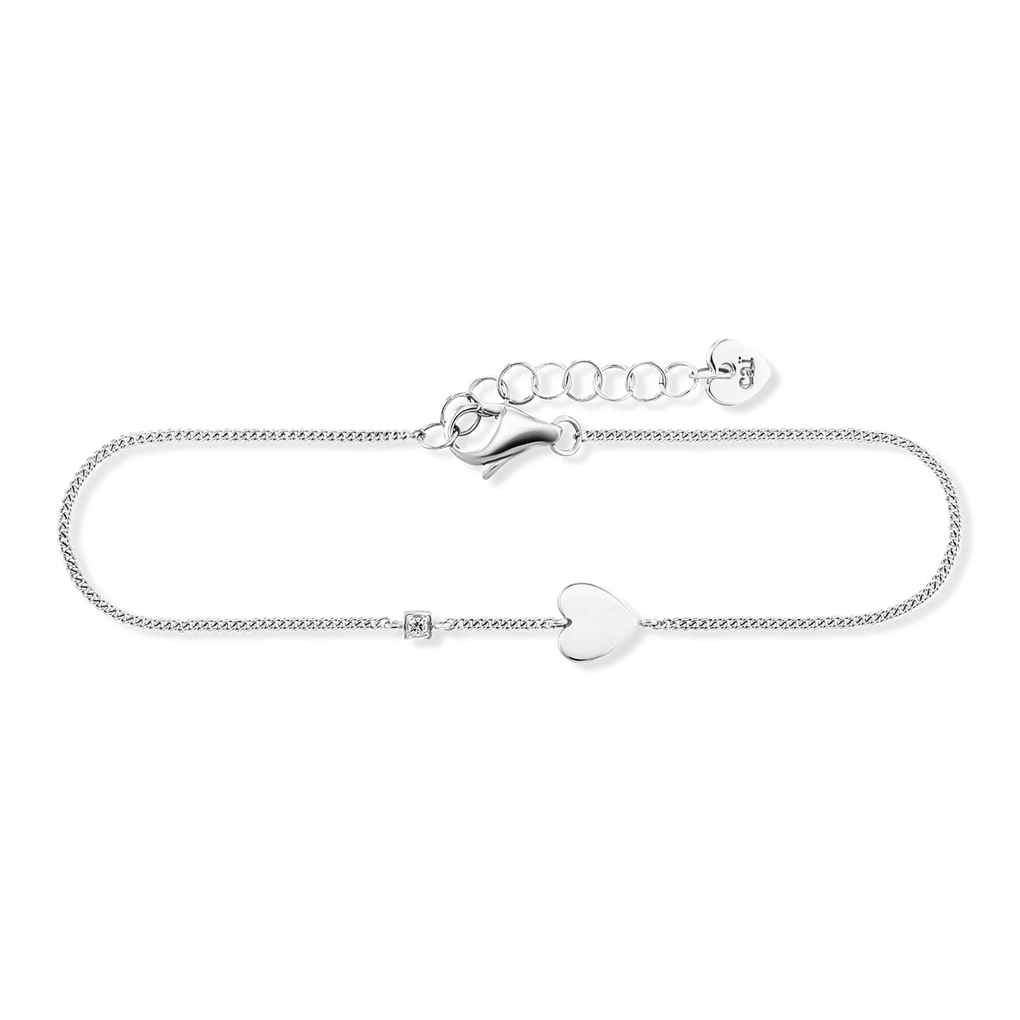 cai Armband Flachpanzerkette 925/- Sterling Silber rhodiniert 19,0cm Zirkonia