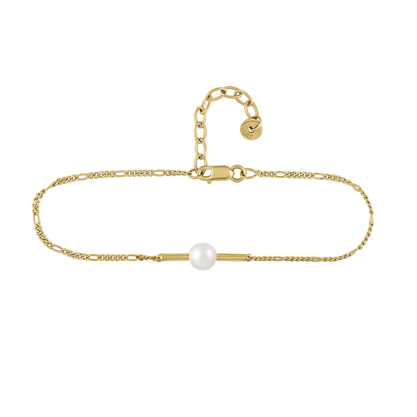 cai Armband Figarokette 925/- Sterling Silber vergoldet 20,0cm Süßwasserzuchtperle